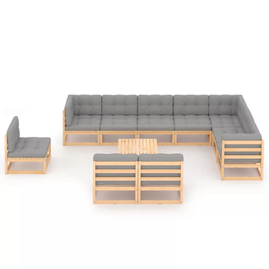 11-tlg. Garten-lounge-set Mit Kissen Kiefer Massivholz günstig online kaufen