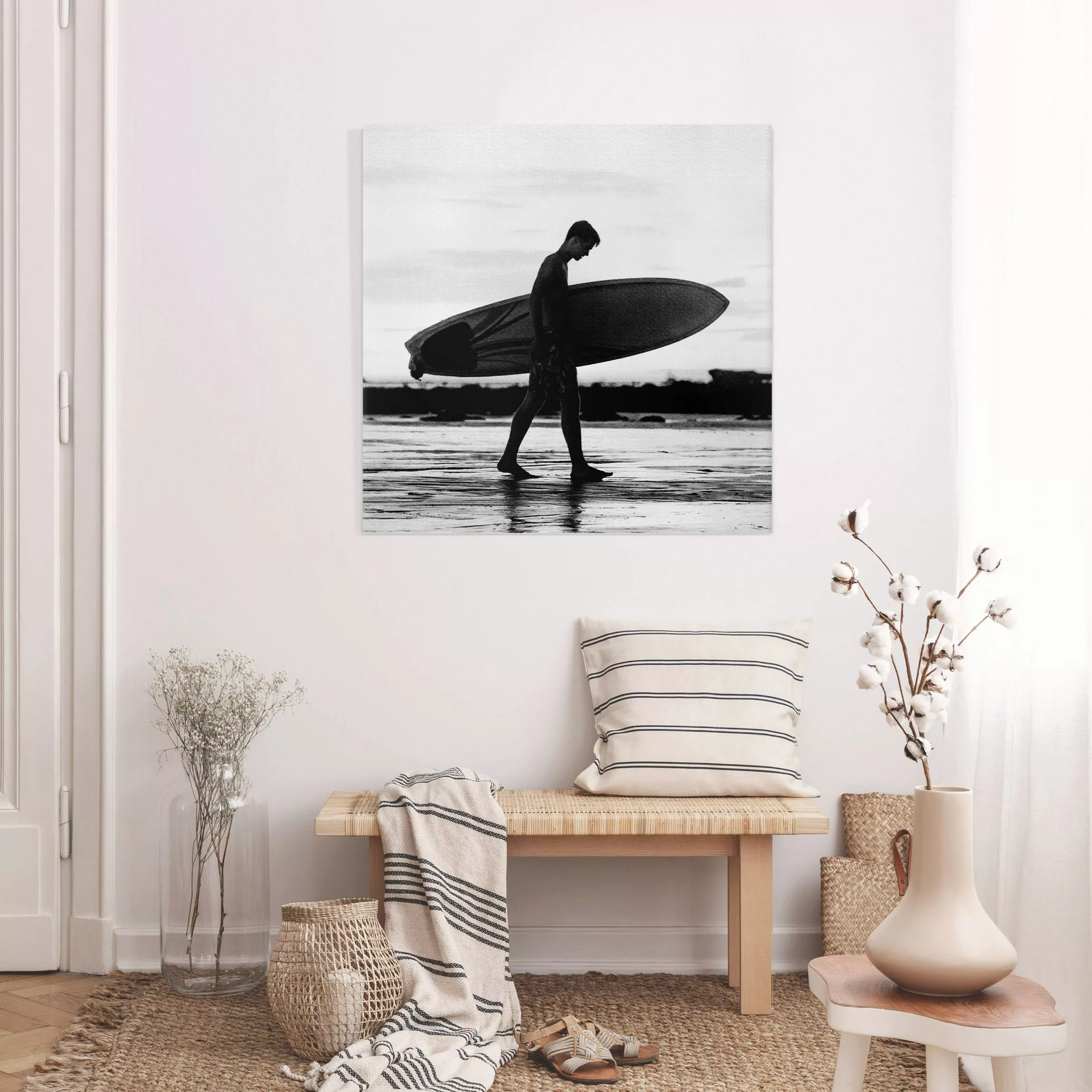 Leinwandbild Surferboy im Schattenprofil günstig online kaufen