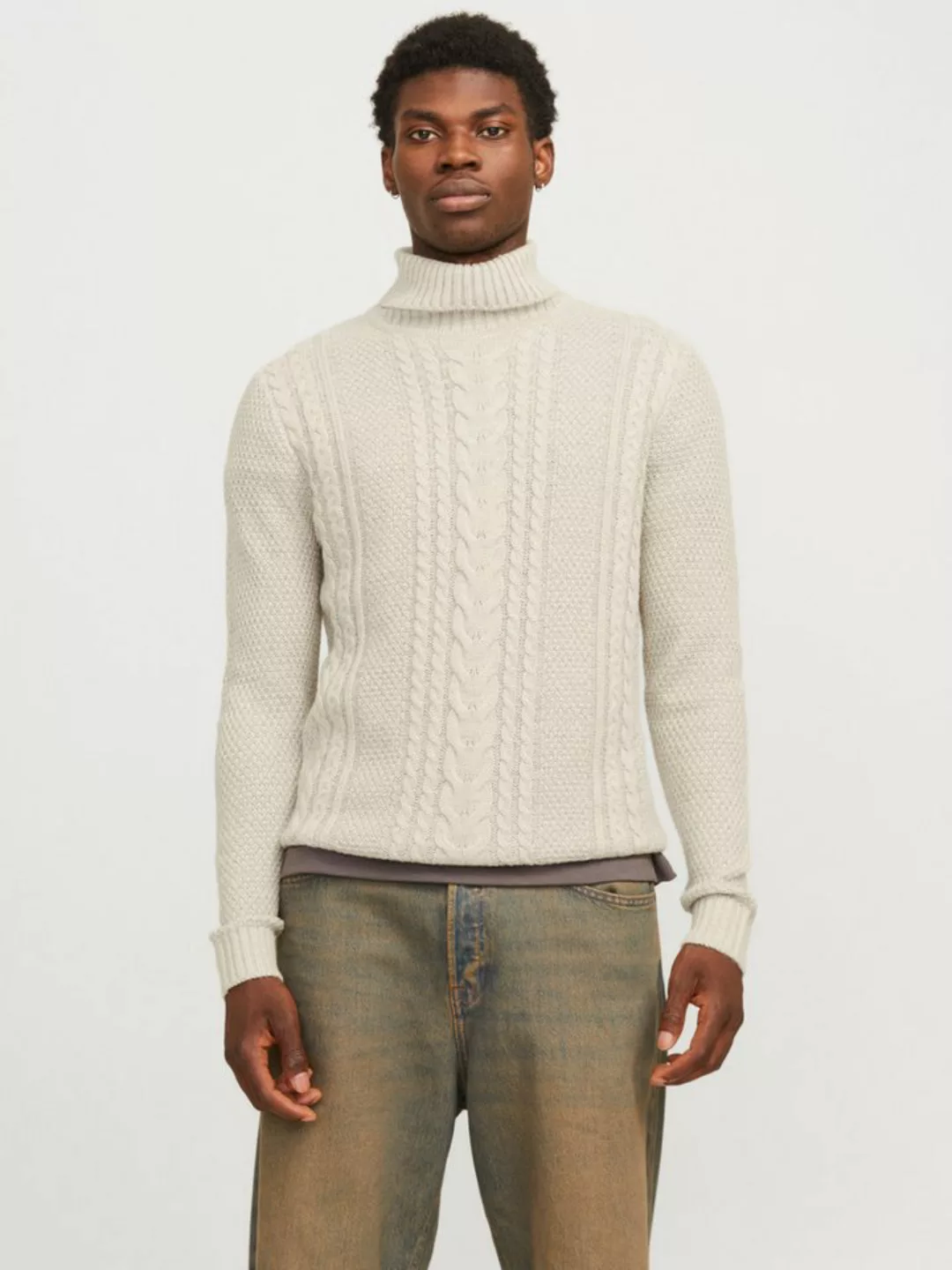 Jack & Jones Rollkragenpullover JJCRAIG KNIT ROLL NECK AW24 mit Zopfmuster günstig online kaufen