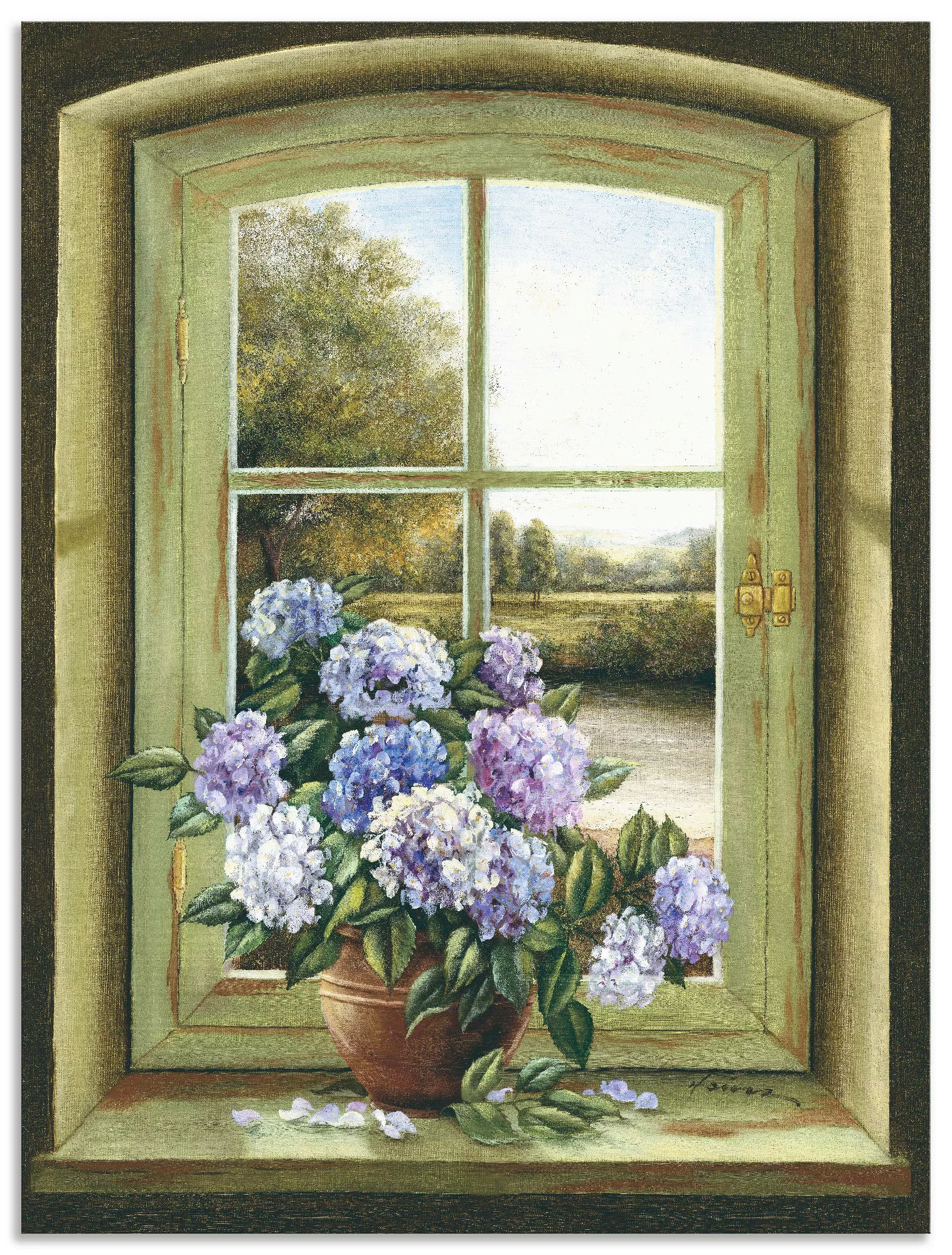 Artland Wandbild »Hortensien am Fenster«, Arrangements, (1 St.), als Alubil günstig online kaufen