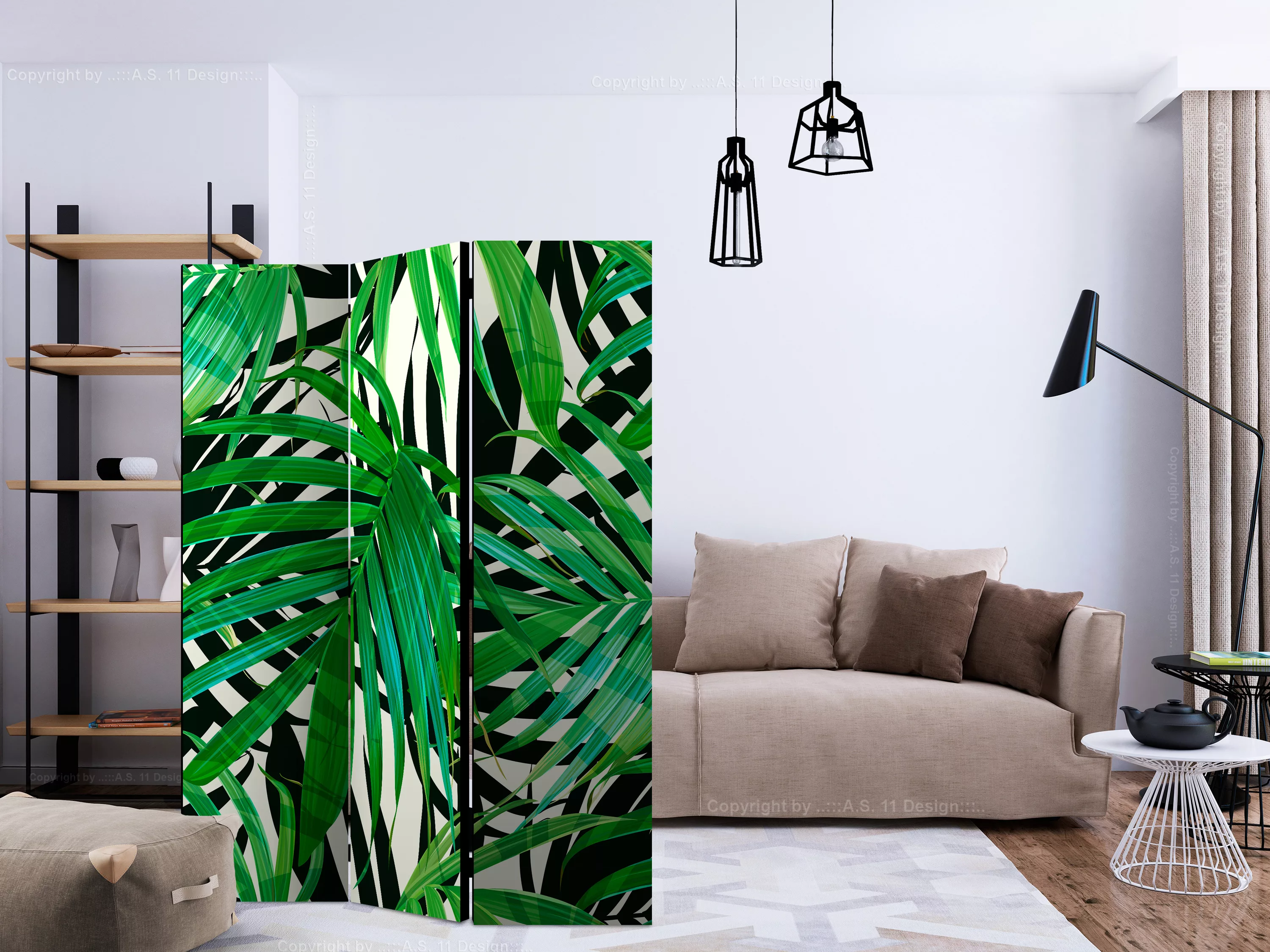 3-teiliges Paravent - Tropical Leaves [room Dividers] günstig online kaufen