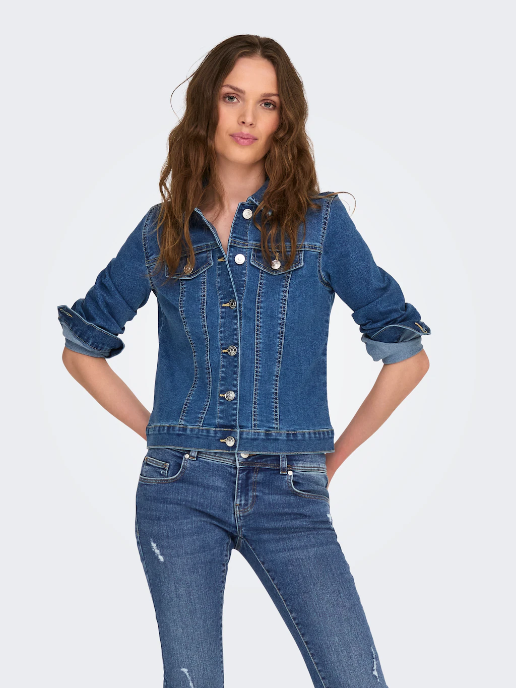 ONLY Jeansjacke "ONLWONDER – Jeansjacke in kurzer Form mit Stretch", figurb günstig online kaufen