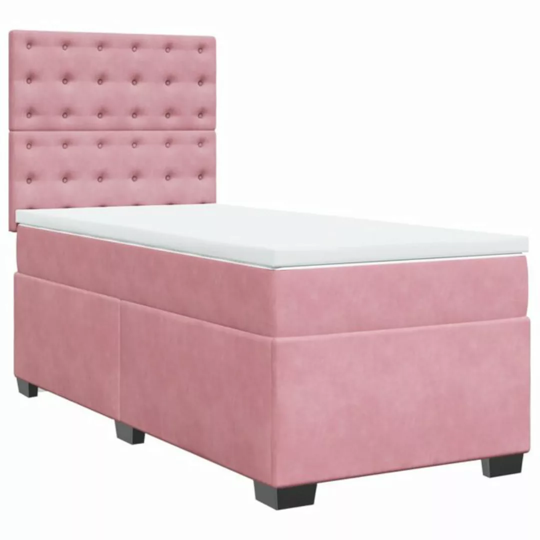 vidaXL Bett Boxspringbett mit Matratze Rosa 100x200 cm Samt günstig online kaufen