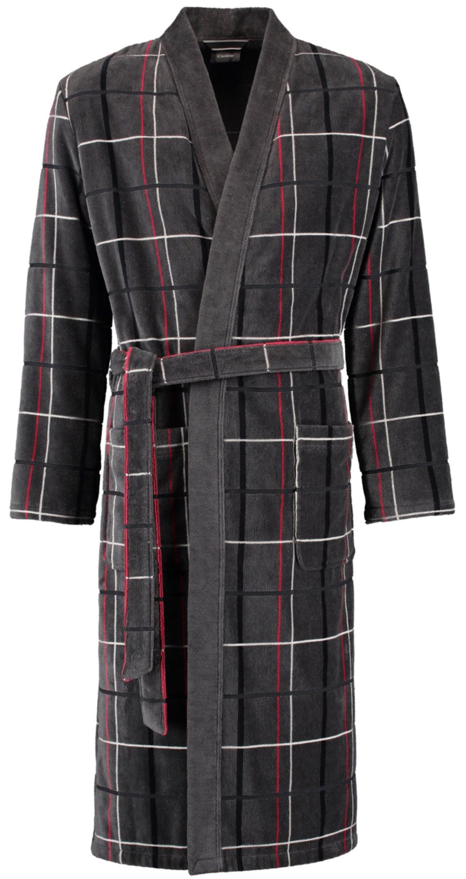 Cawö Herren Bademantel Kimono 4853 - Farbe: anthrazit-rot - 79 - L günstig online kaufen