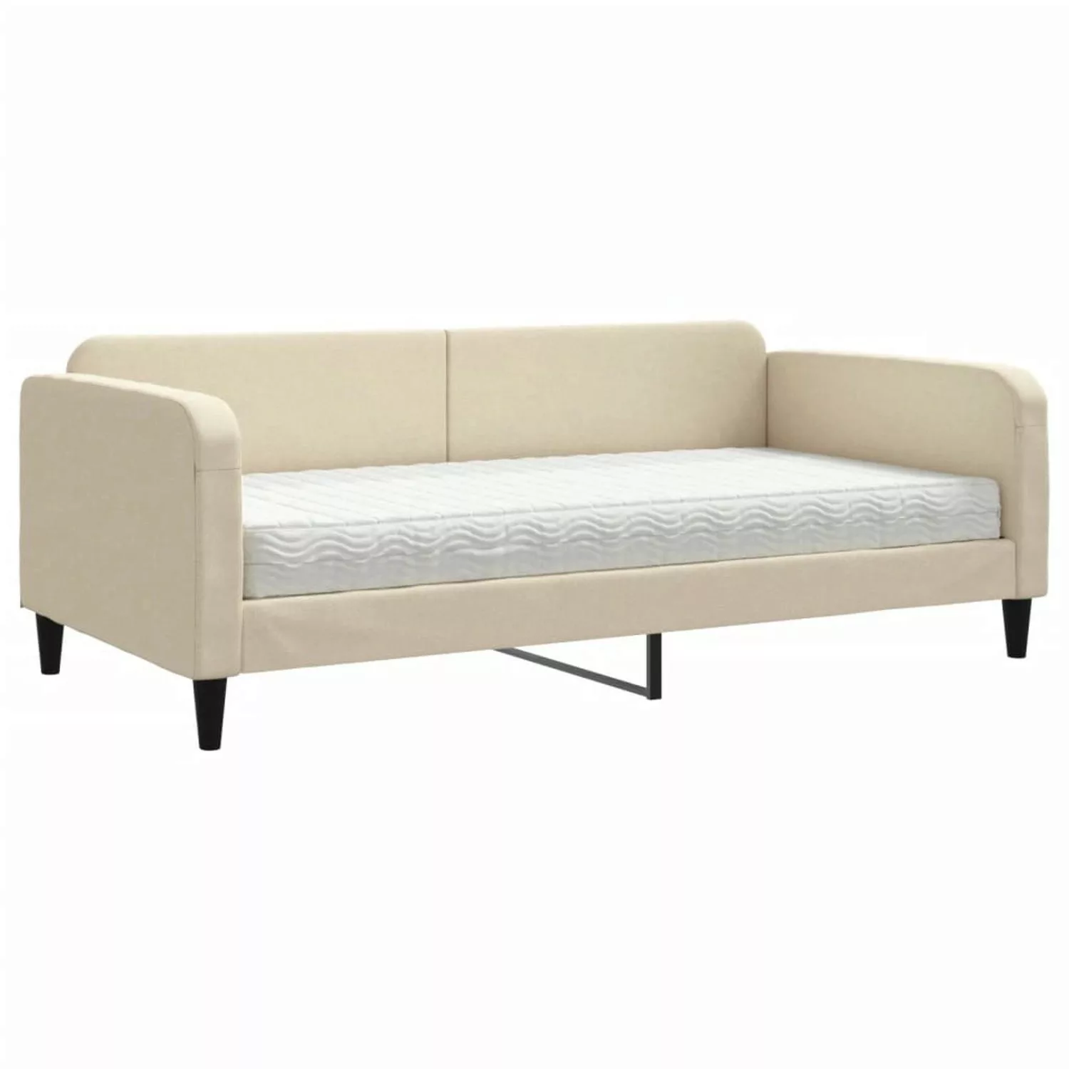 vidaXL Bett Tagesbett mit Matratze Creme 100x200 cm Stoff günstig online kaufen