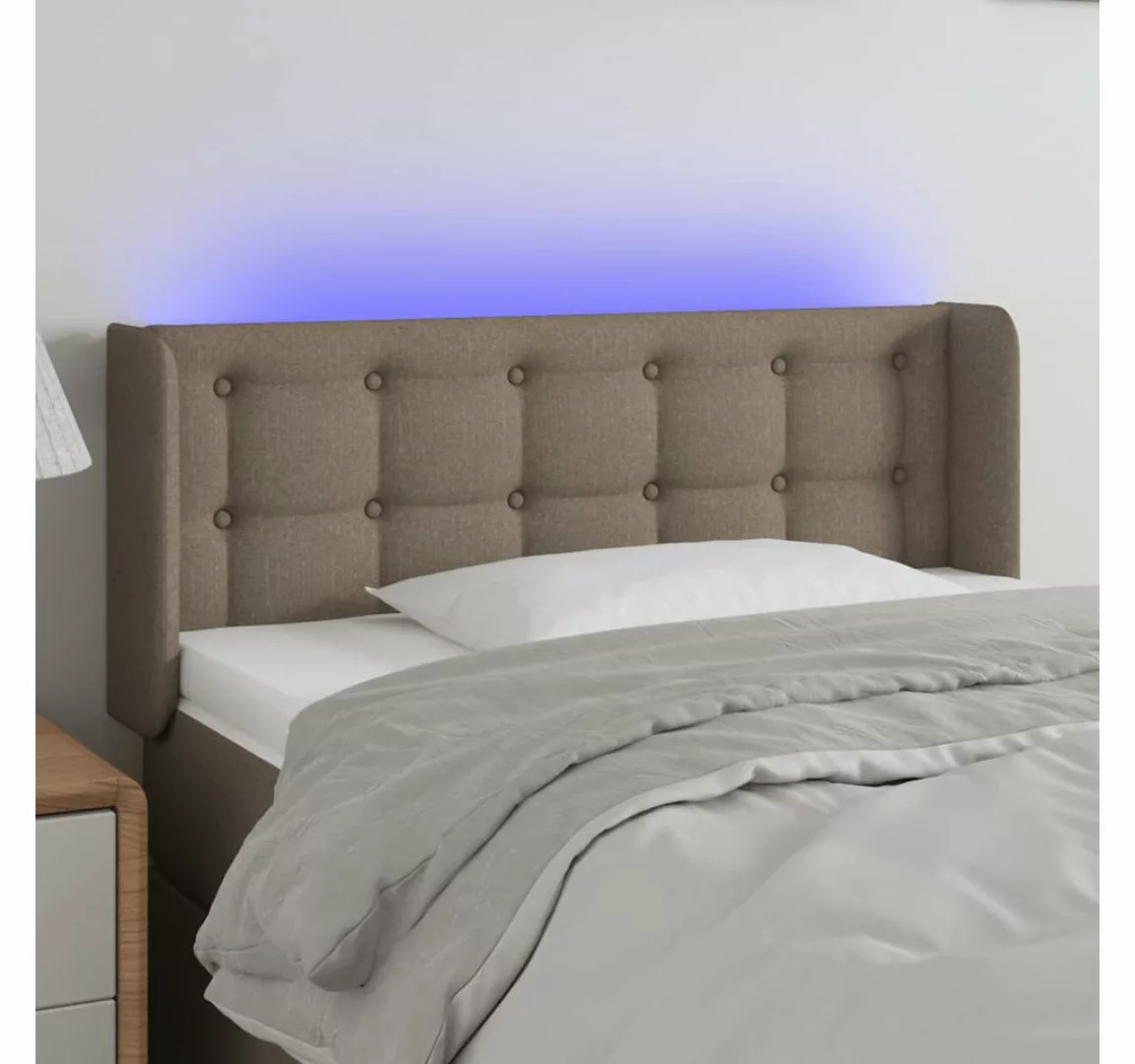 vidaXL Bett, LED Kopfteil Taupe 93x16x78/88 cm Stoff günstig online kaufen