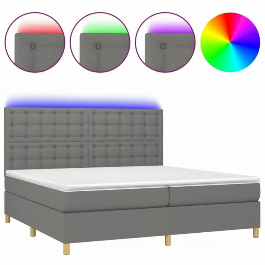 vidaXL Boxspringbett Boxspringbett mit Matratze LED Dunkelgrau 200x200 cm S günstig online kaufen