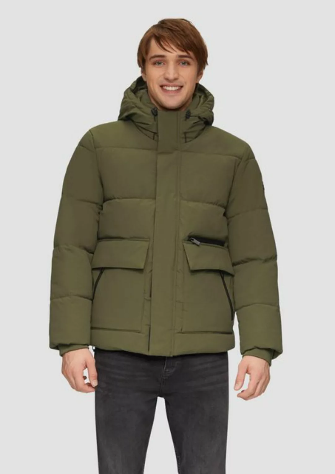 QS Allwetterjacke Gesteppte Winterjacke mit Kapuze und Innenkragen Logo günstig online kaufen