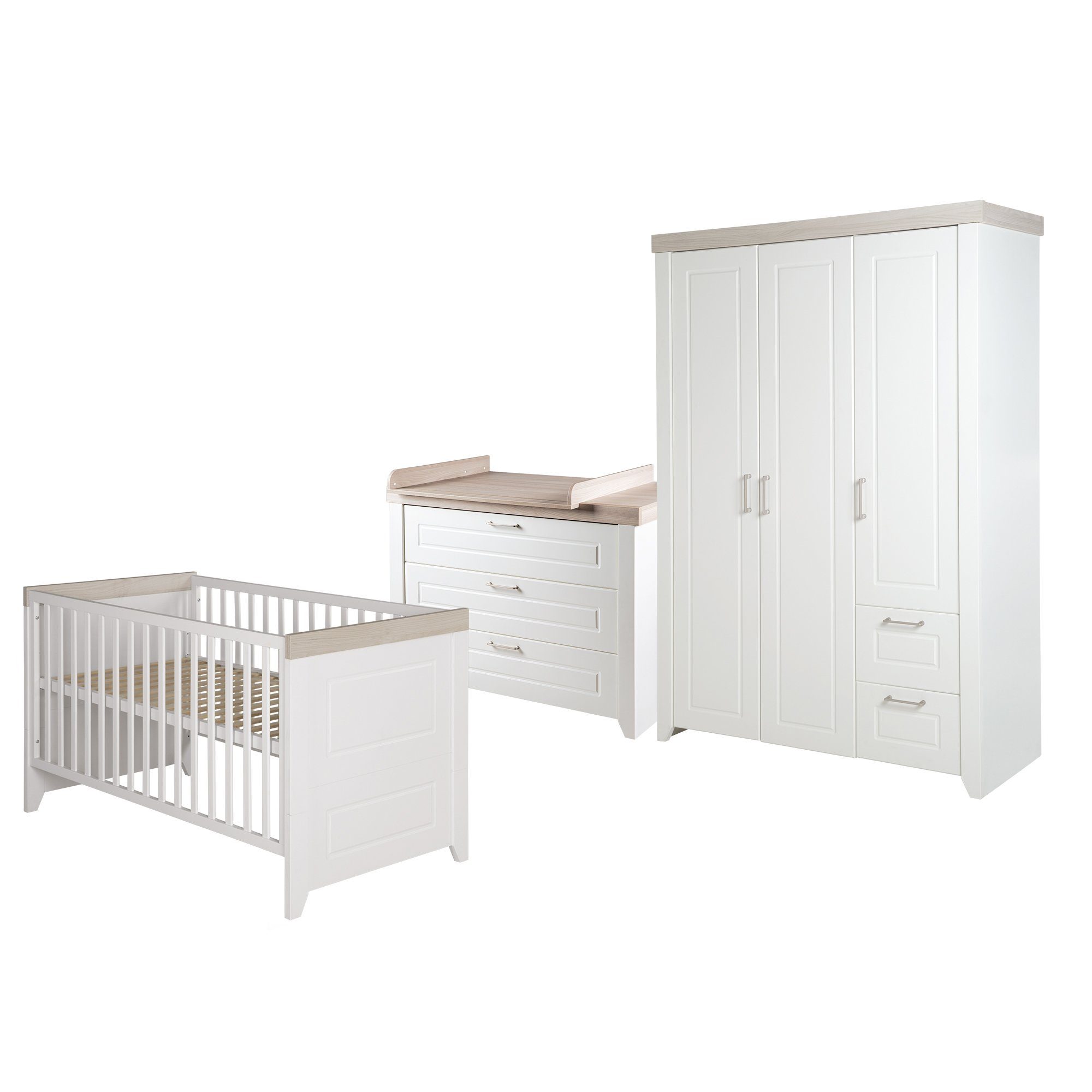 roba® Babyzimmer-Komplettset Felicia, Gitterbett, Wickelkommode, 3-türiger günstig online kaufen