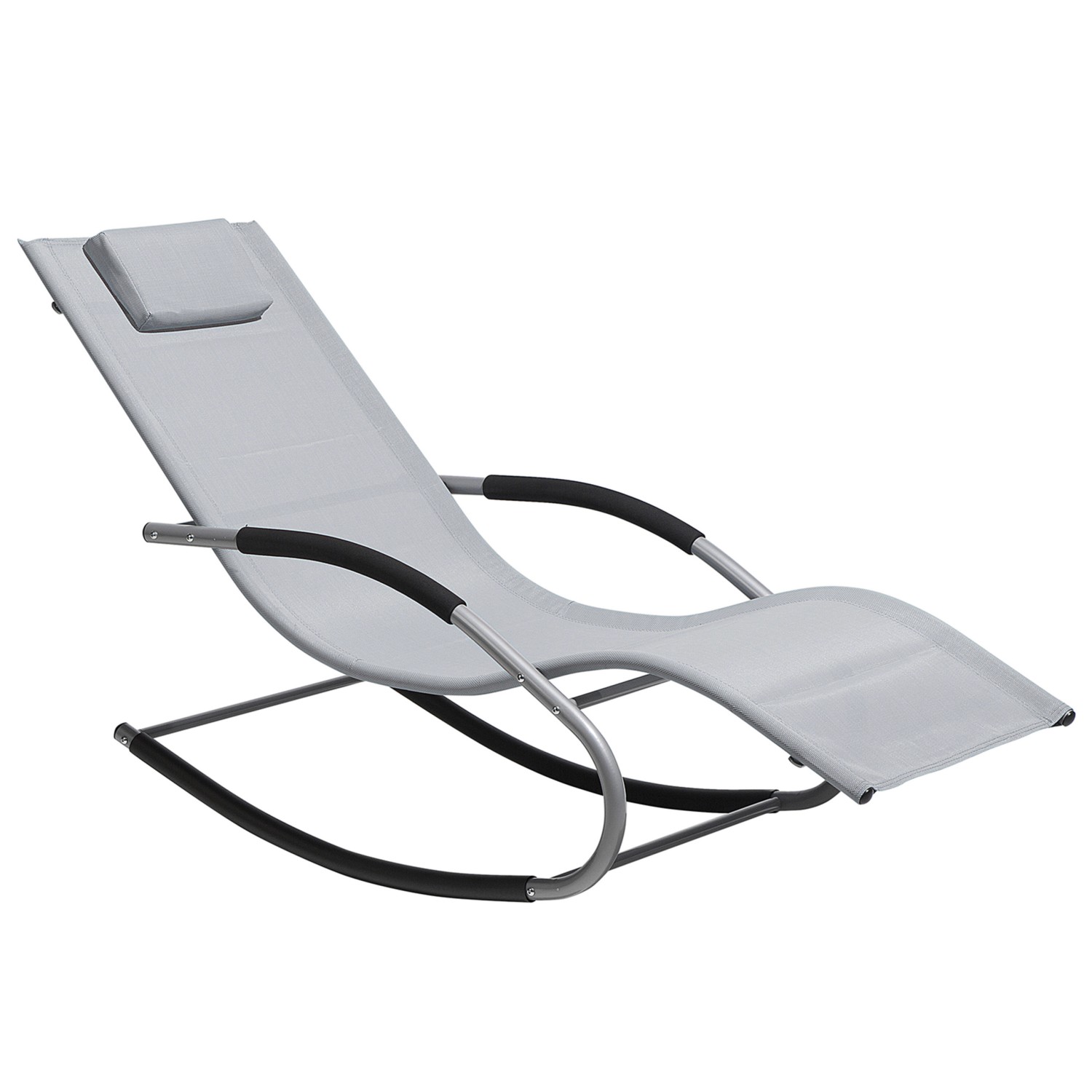 Beliani Gartenliege Grau Schwarz Silber 149x63x84 günstig online kaufen
