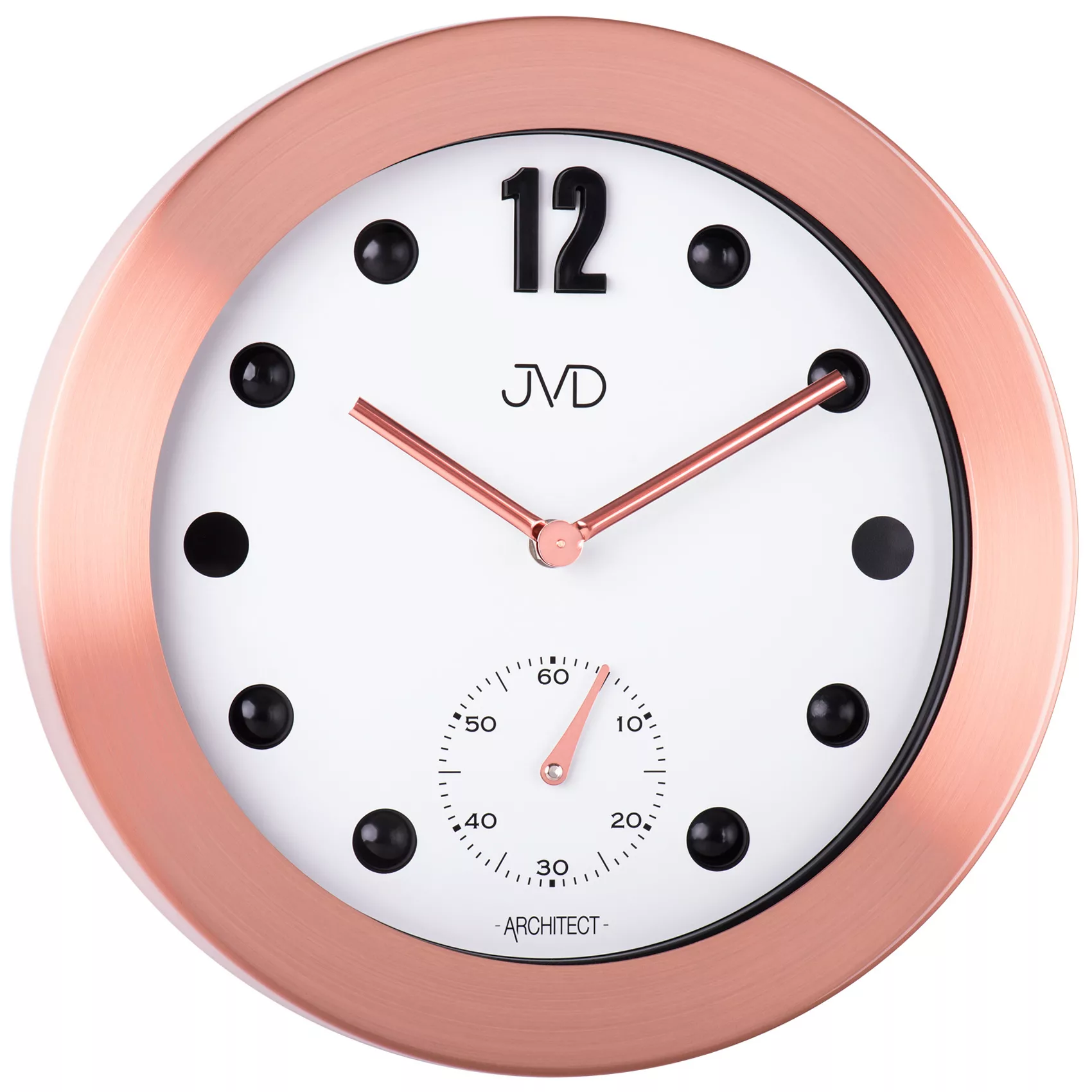 Jvd Hc07.3 Wanduhr Quarz Analog Metall Rotgold Farben Rund Mit Glas günstig online kaufen