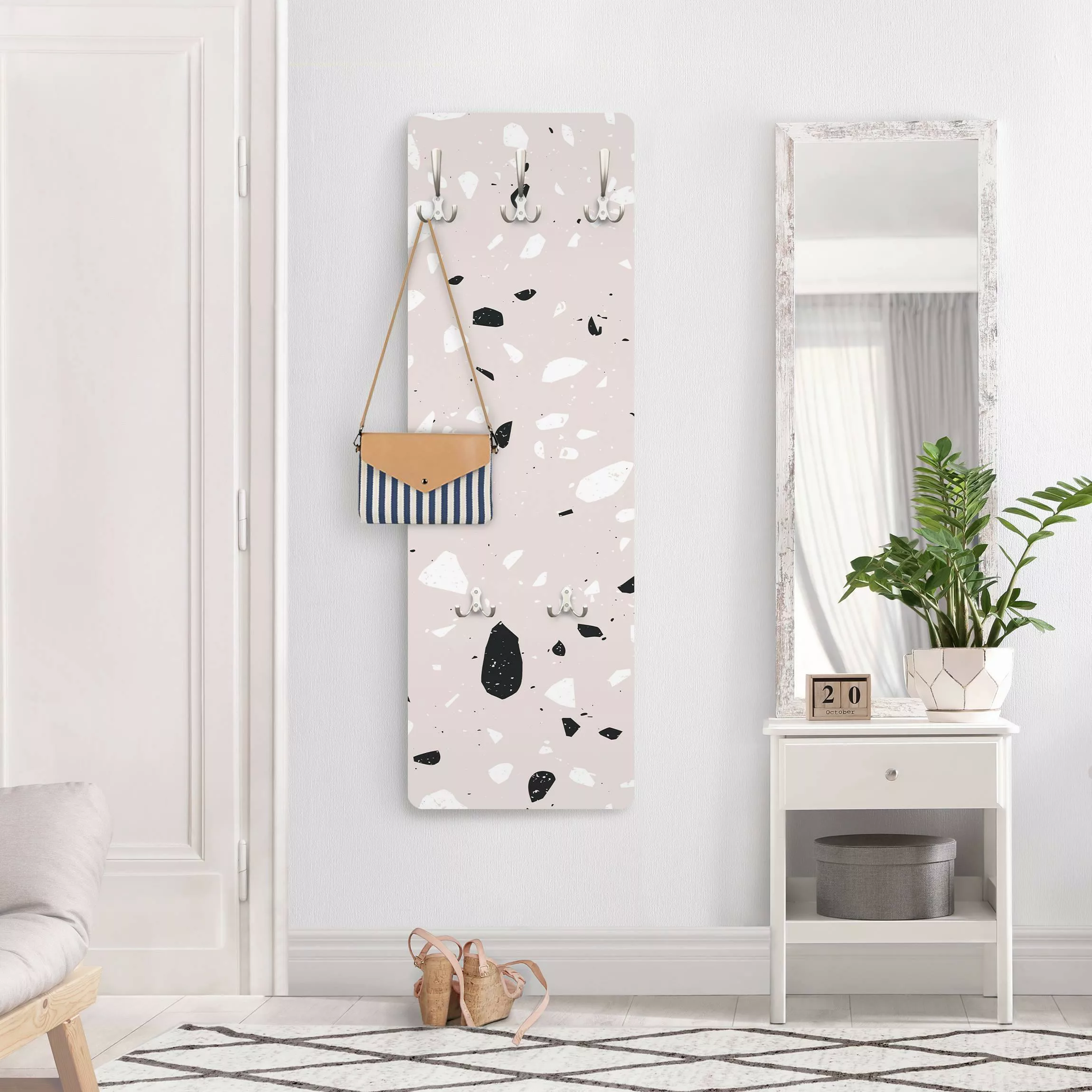 Wandgarderobe Holzpaneel Terrazzo Muster Milano günstig online kaufen