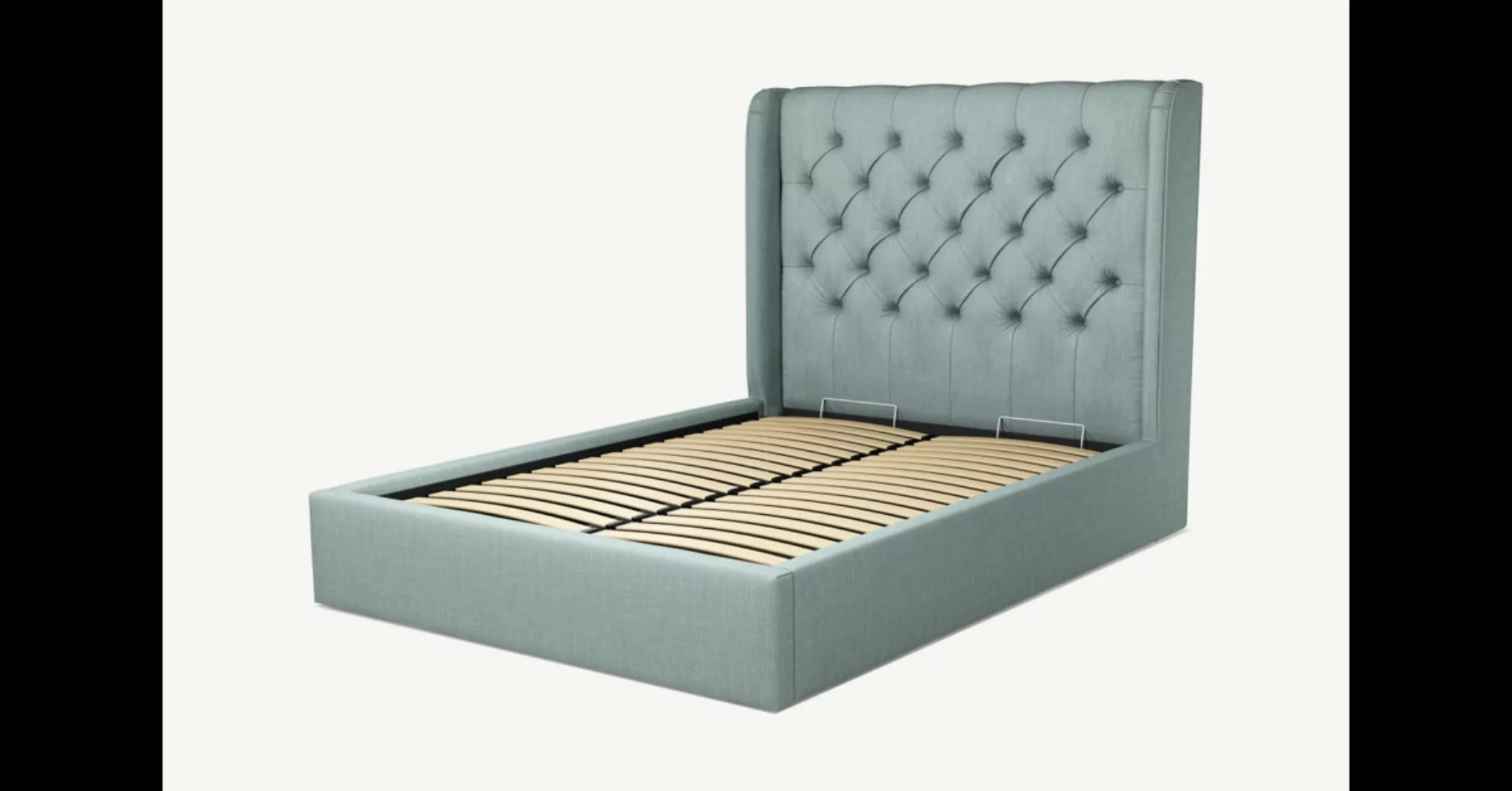 Romare Polsterbett mit Bettkasten (140 x 200 cm),Seegruen - MADE.com günstig online kaufen