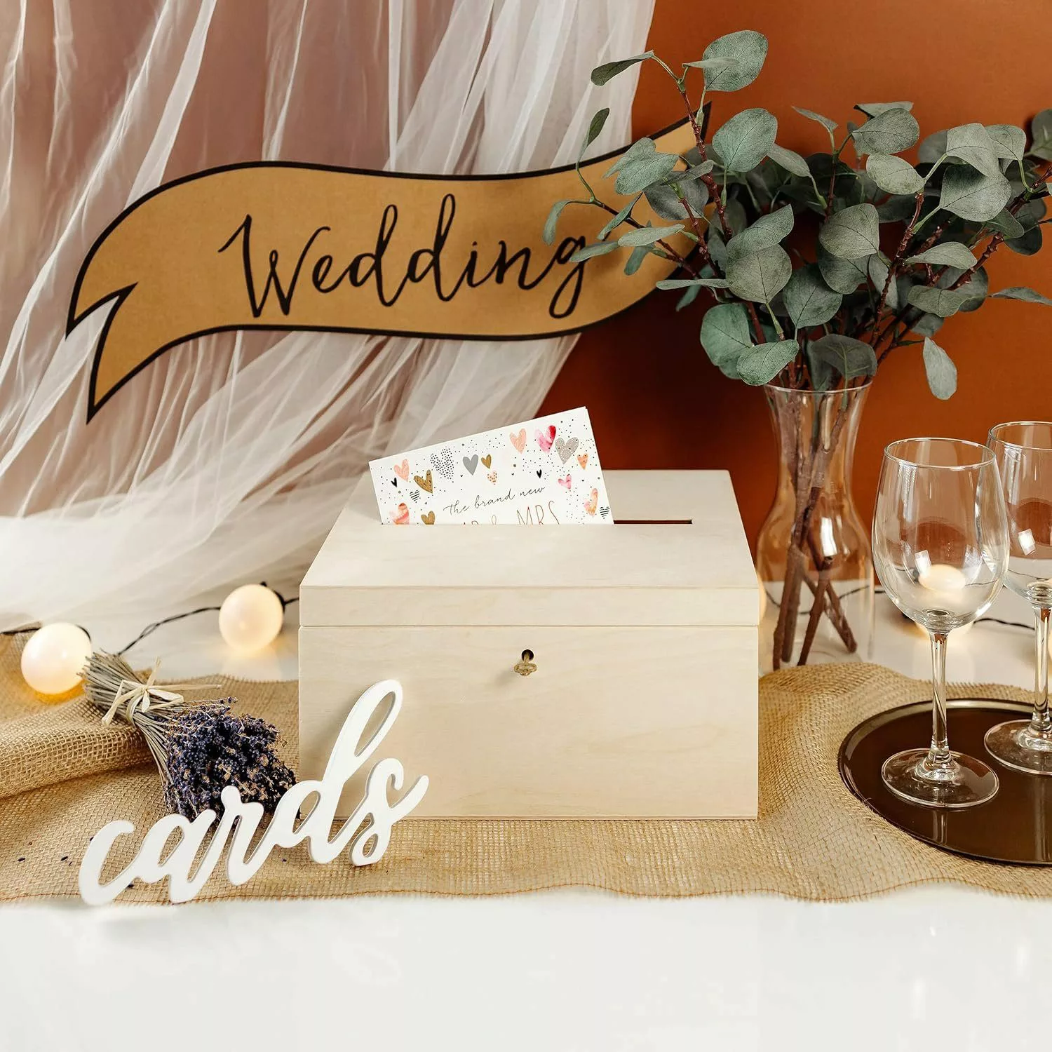 Creative Deco Aufbewahrungsbox Holzkiste Kartenbox Hochzeit günstig online kaufen