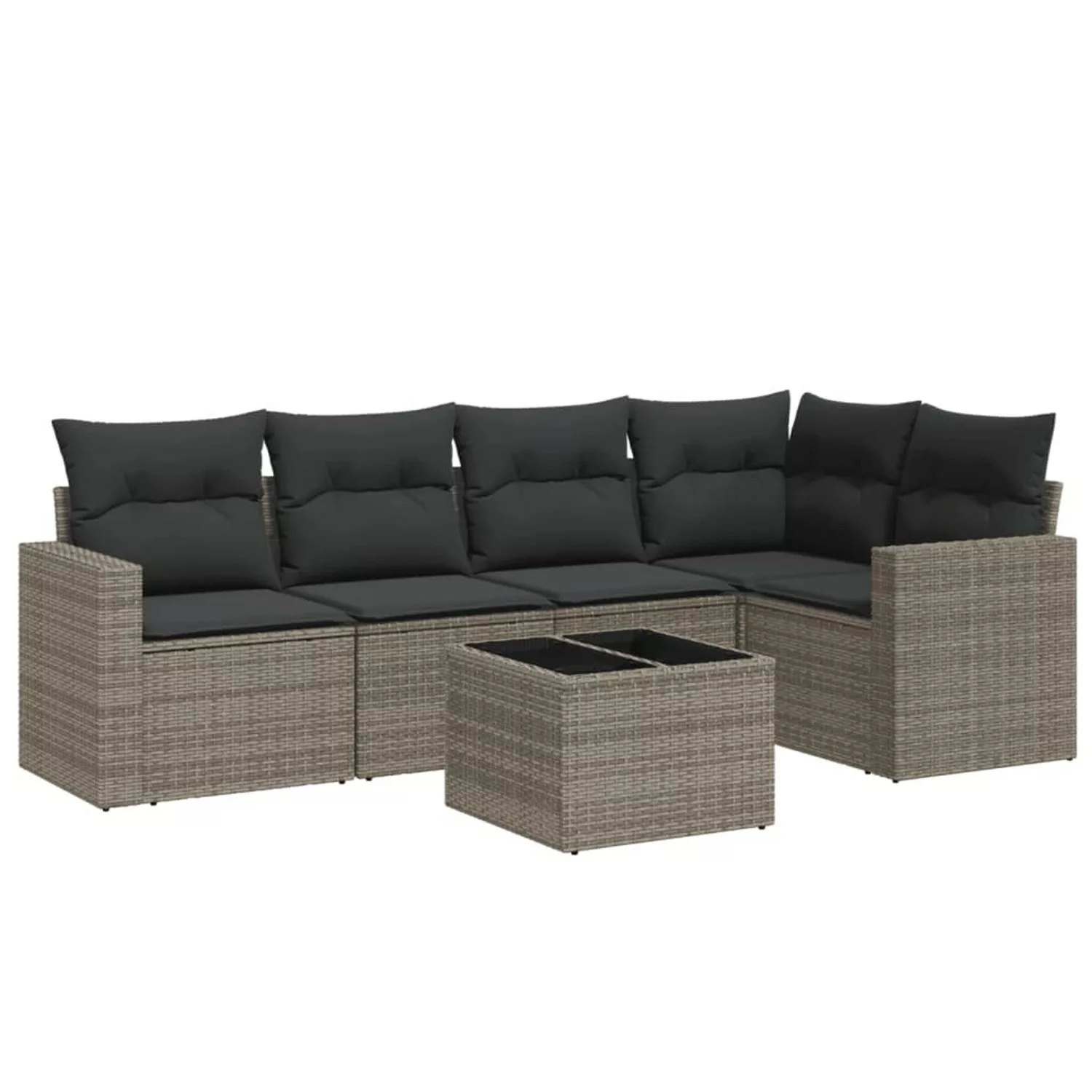 vidaXL 6-tlg Garten-Sofagarnitur mit Kissen Grau Poly Rattan Modell 1 günstig online kaufen