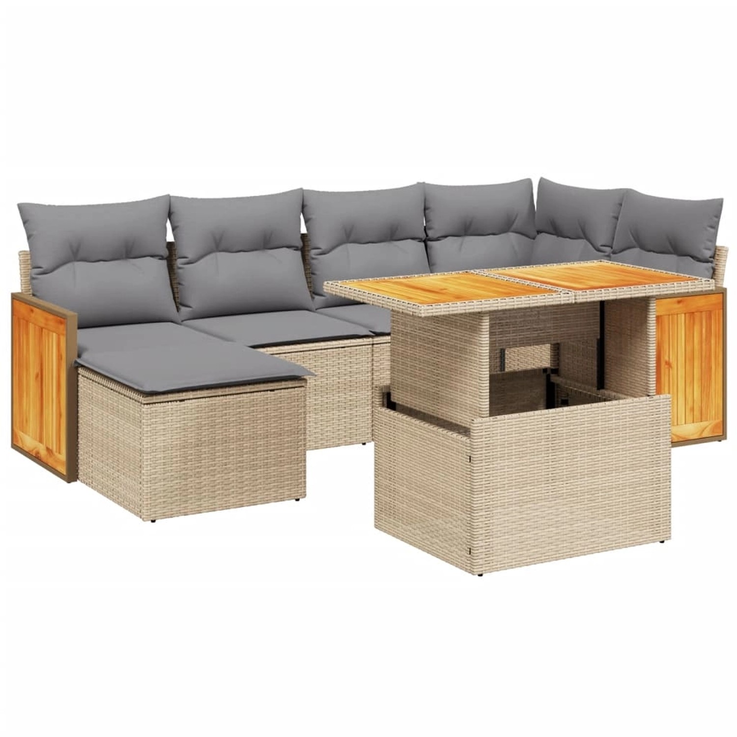 vidaXL 7-tlg Garten-Sofagarnitur mit Kissen Beige Poly Rattan Modell 420 günstig online kaufen