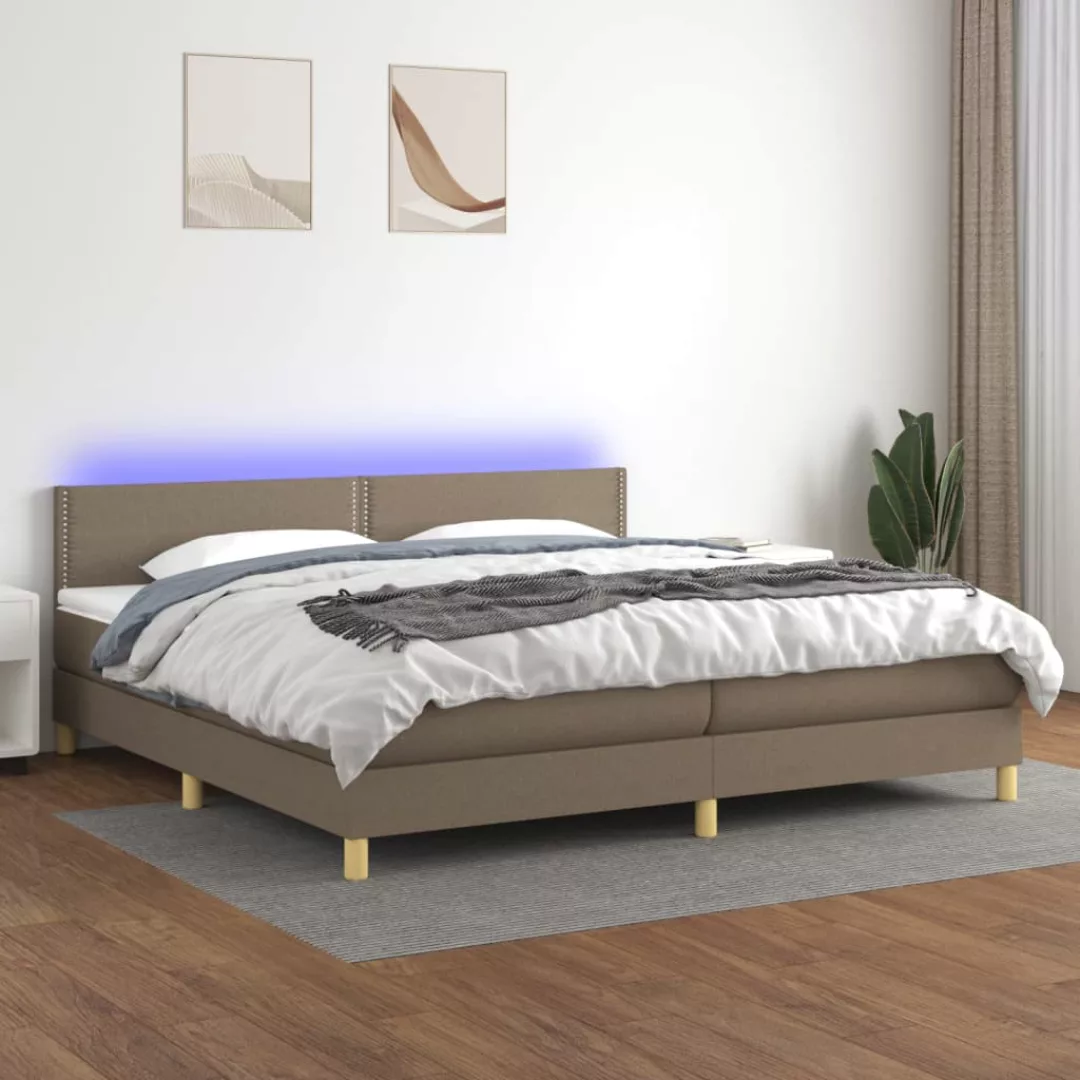 Vidaxl Boxspringbett Mit Matratze & Led Taupe 200x200 Cm Stoff günstig online kaufen