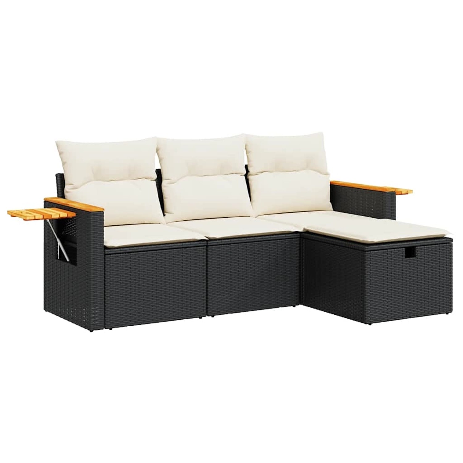 vidaXL 4-Tlg Garten-Sofagarnitur mit Kissen Schwarz Poly Rattan 3325948 günstig online kaufen
