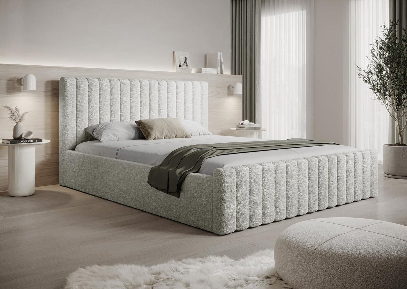 Compleo Polsterbett boucle BUBBLE II, Modern Bett mit Bettkasten, Leistenla günstig online kaufen