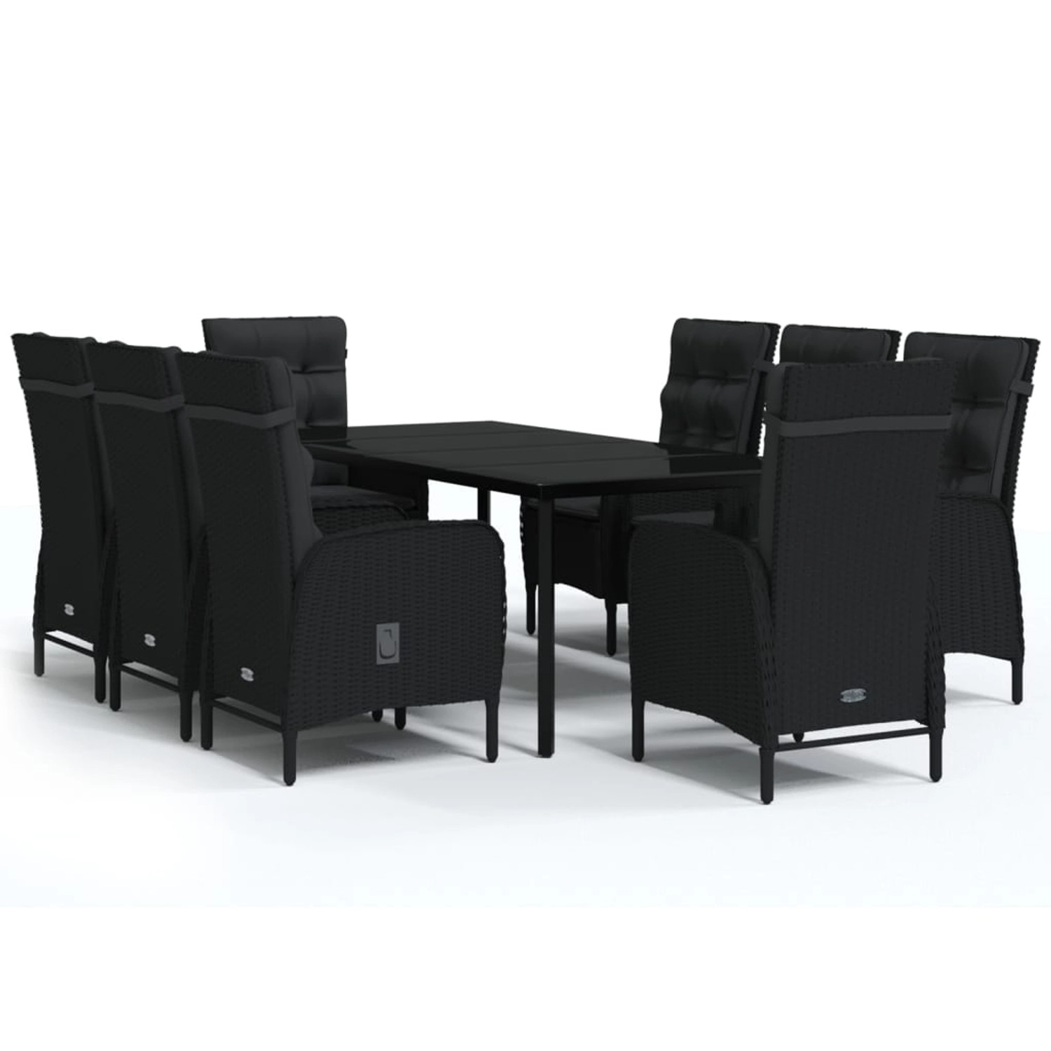 vidaXL 9-Tlg Garten-Essgruppe mit Kissen Schwarz 3099358 günstig online kaufen