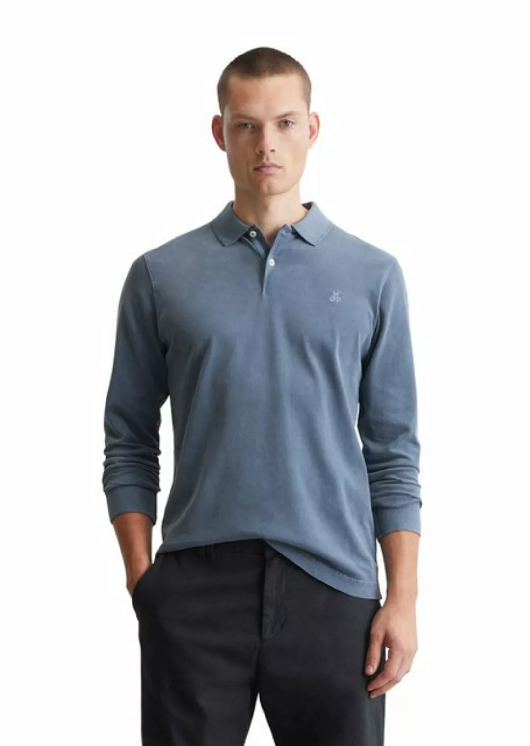 Marc O'Polo Langarm-Poloshirt im Washed-Look günstig online kaufen