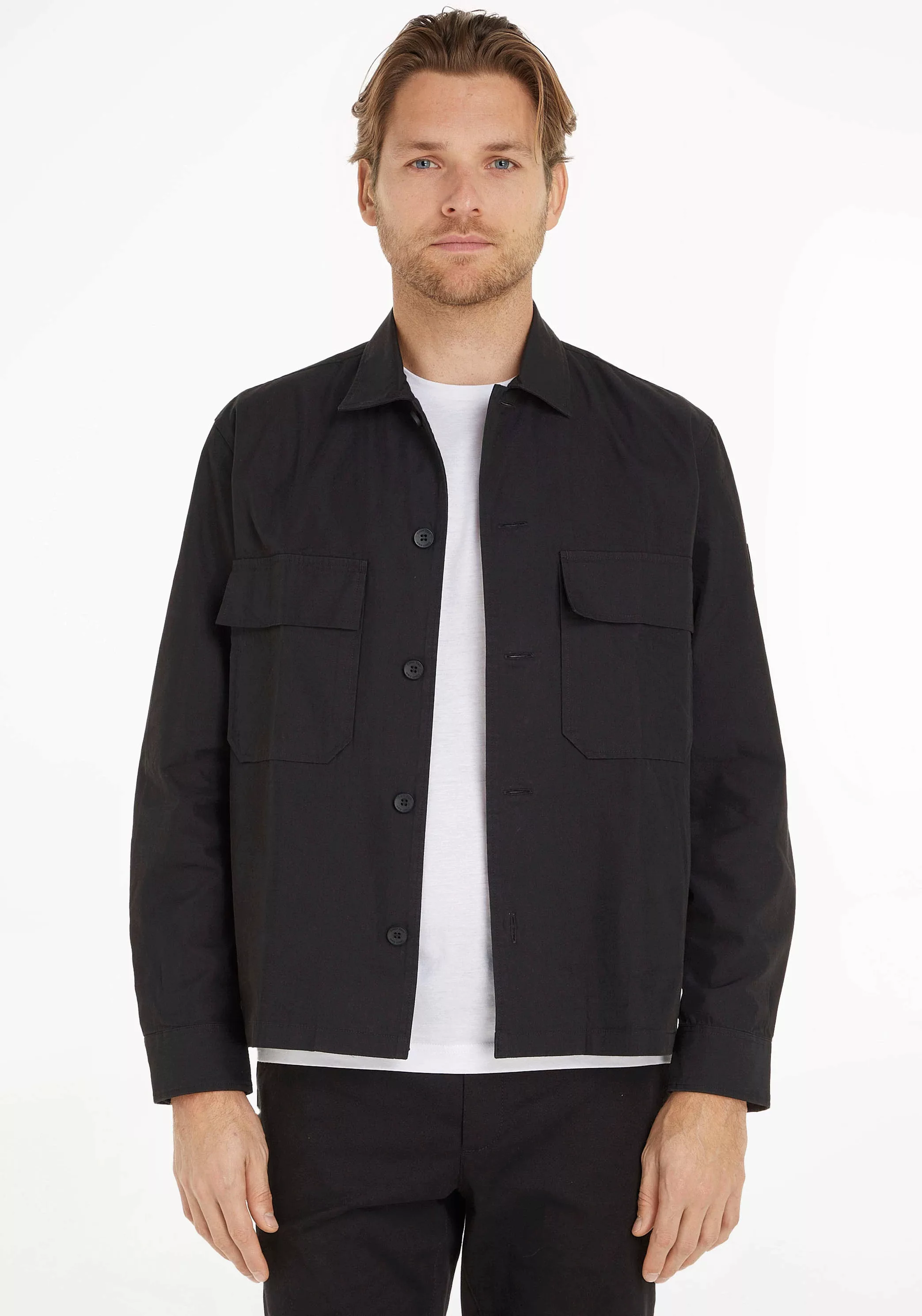 Calvin Klein Langarmhemd COTTON NYLON OVERSHIRT mit aufgesetzten Brusttasch günstig online kaufen