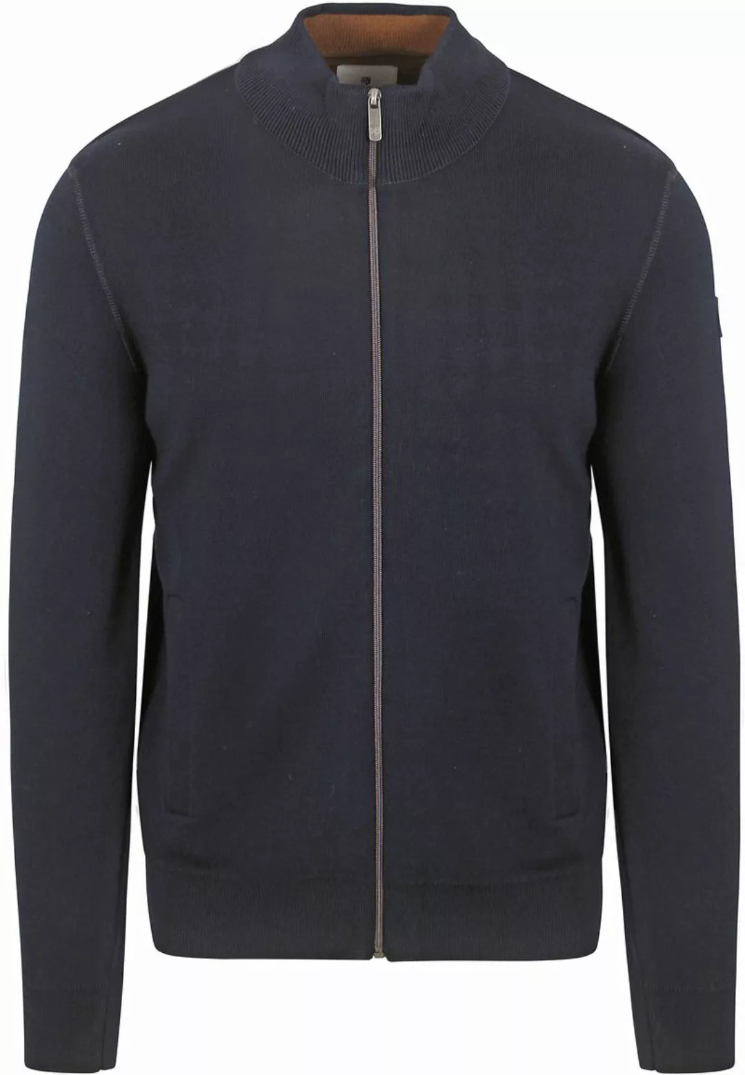 State Of Art Strickjacke Fine Contrast Wool Blend Navy - Größe XXL günstig online kaufen