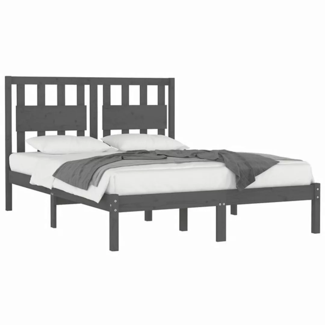 vidaXL Bett Massivholzbett Grau Kiefer 120x200 cm günstig online kaufen