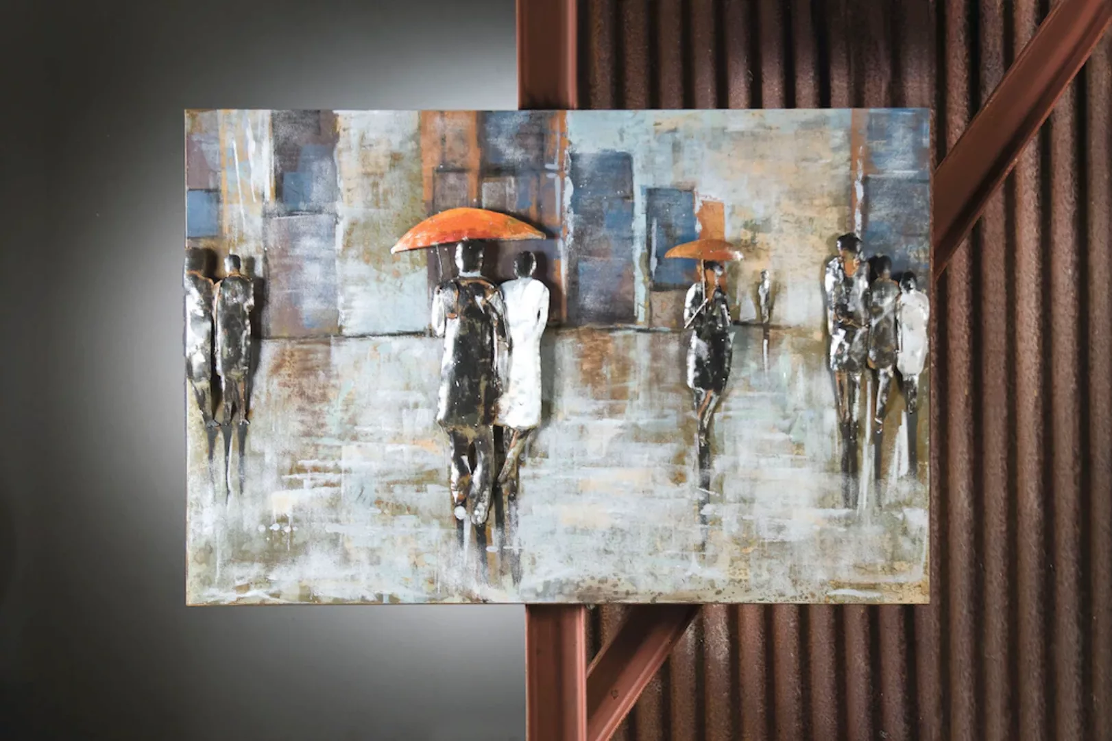 GILDE GALLERY Metallbild "Kunstobjekt Rainy Day", Menschen, (1 St.) günstig online kaufen