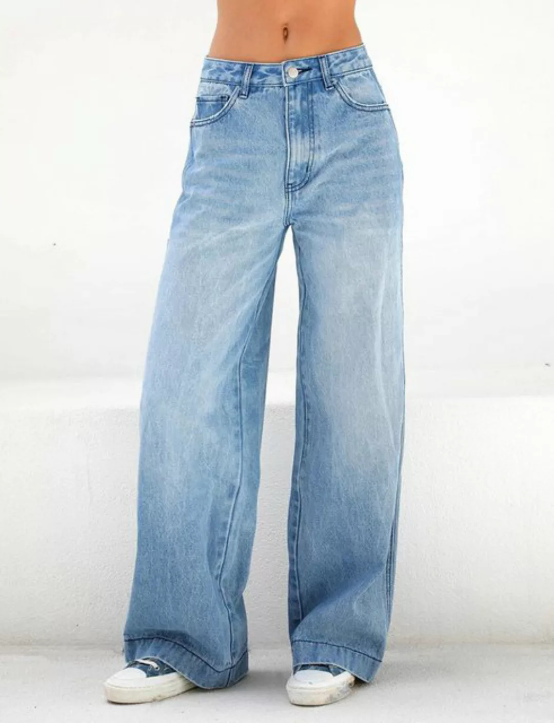 KIKI Straight-Jeans Damen-Jeans mit hoher Taille, Retro-Hose mit geradem Be günstig online kaufen