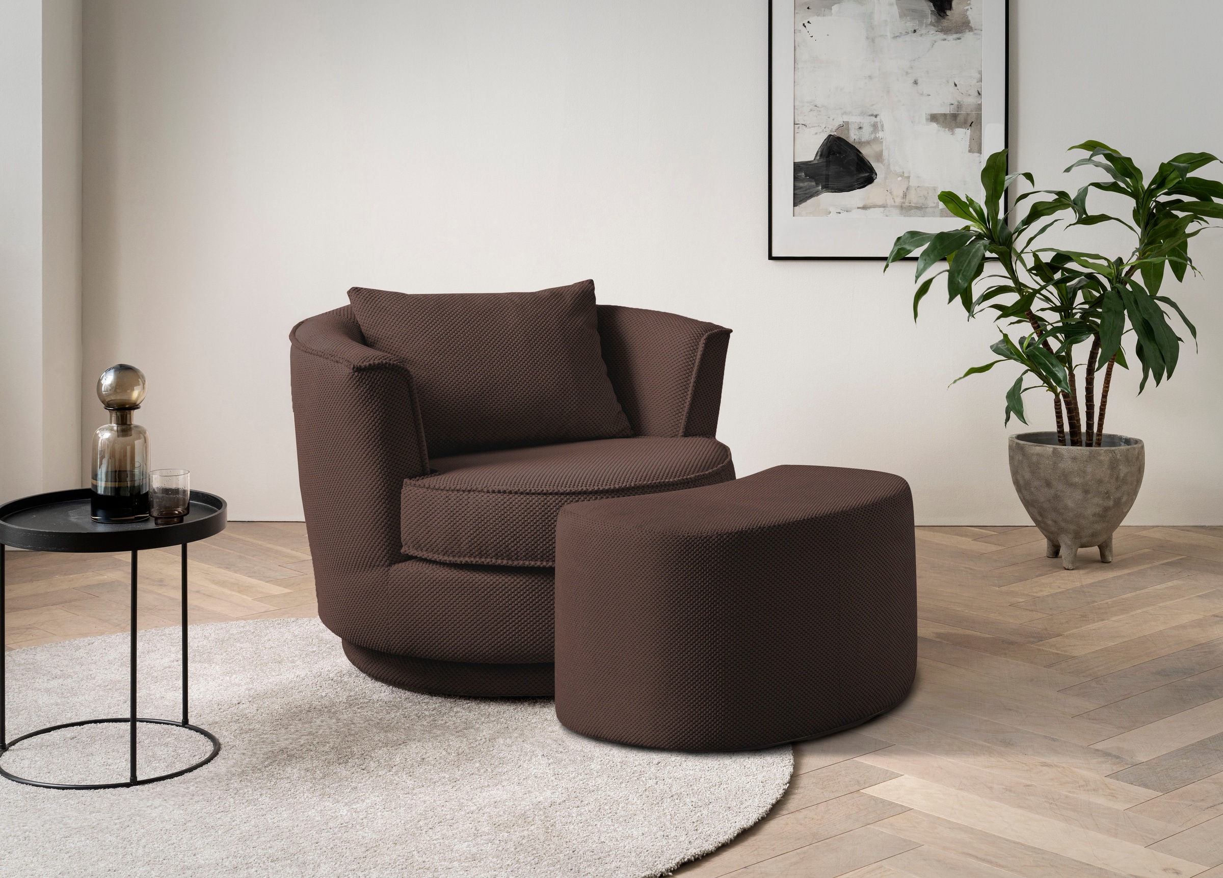 Leonique Drehsessel "MAISIE, Love Seat,Lese-Sessel,Sessel-Set, mit Hocker", günstig online kaufen