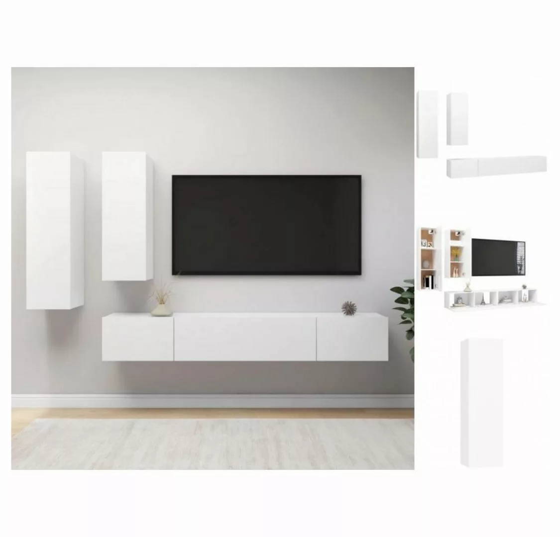 vidaXL TV-Schrank 4-tlg TV-Schrank-Set Weiß Spanplatte günstig online kaufen