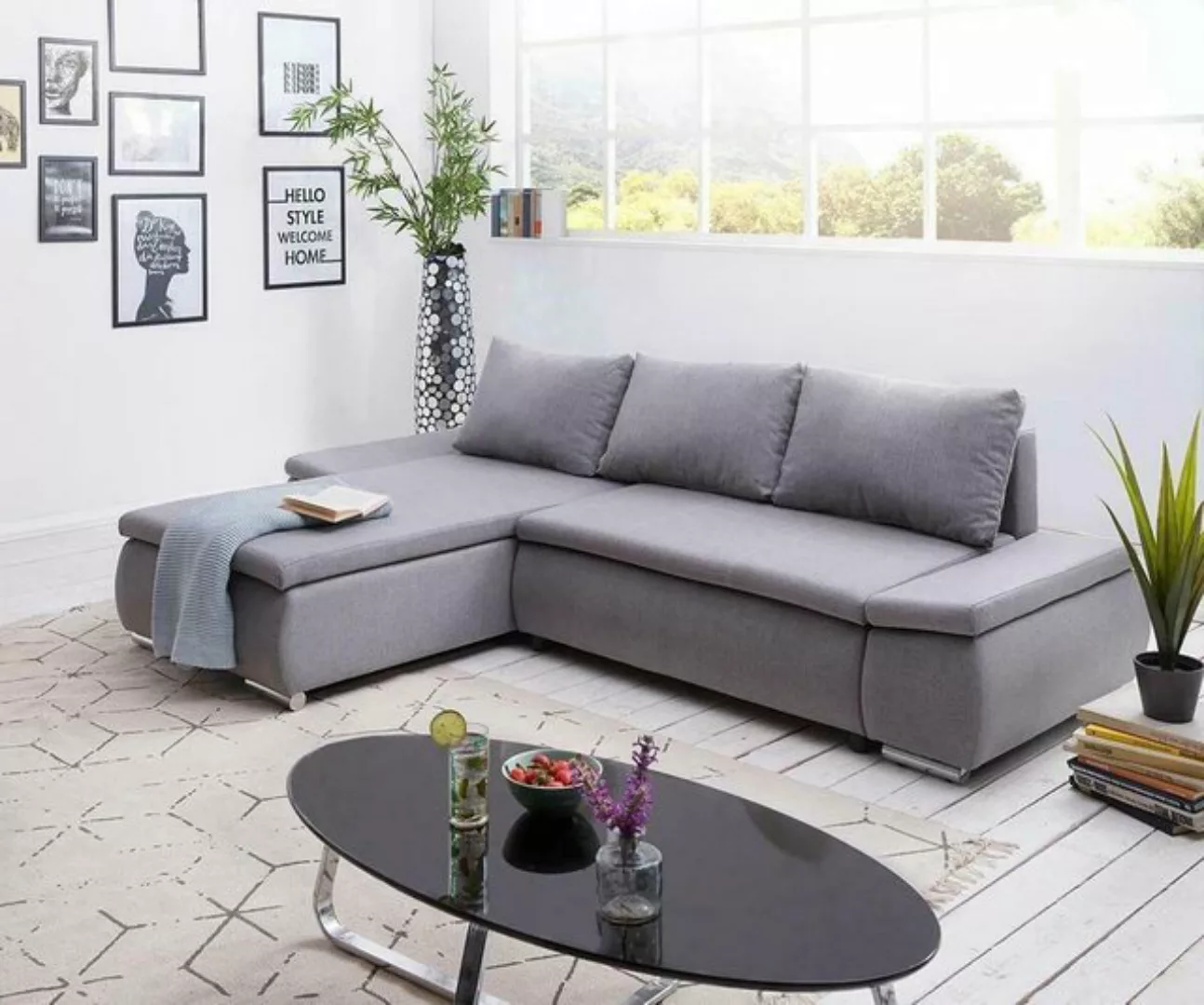 JVmoebel Sofa, Schlafsofa Design Ecksofa L-form Bettfunktion Couch Textil S günstig online kaufen