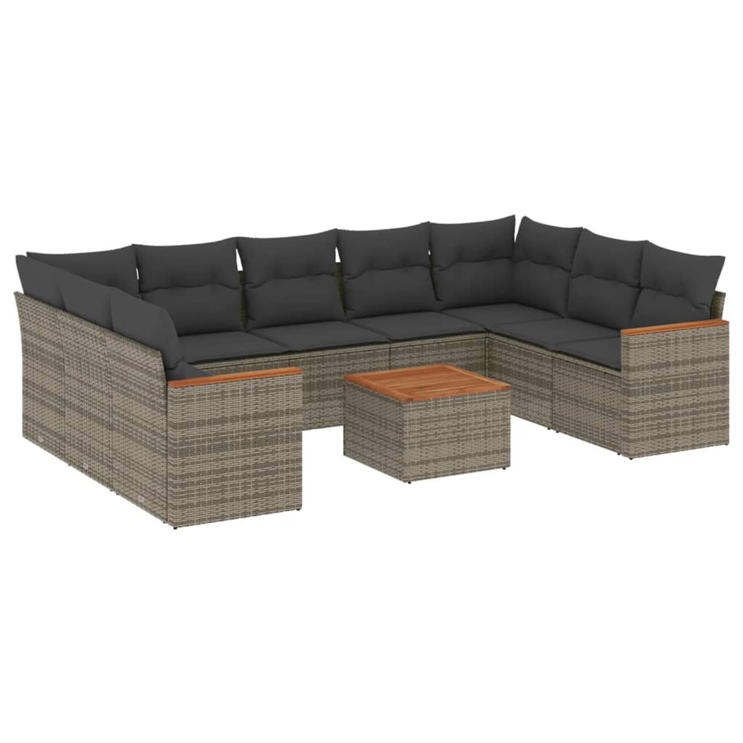 vidaXL 10-Tlg Garten-Sofagarnitur mit Kissen Grau Poly Rattan 3258686 günstig online kaufen