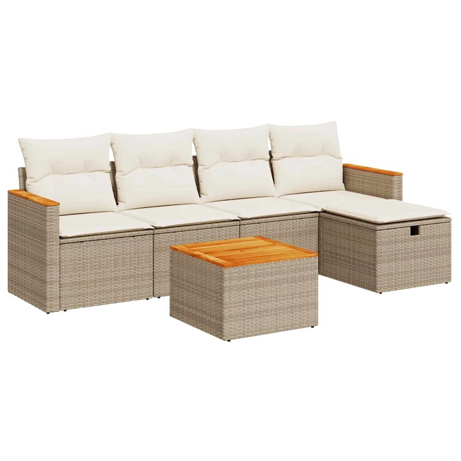 vidaXL 6-Tlg Garten-Sofagarnitur mit Kissen Beige Poly Rattan 3325908 günstig online kaufen