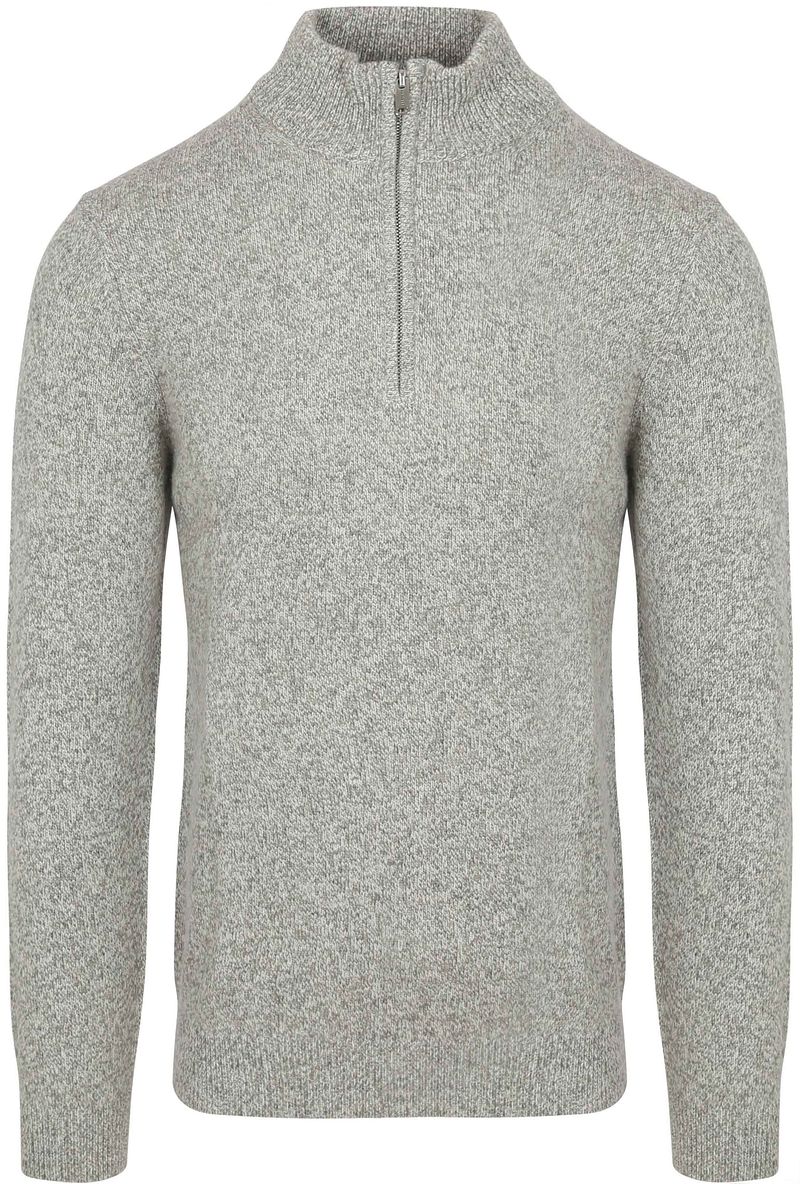 Profuomo Half Zip Pullover Lammwolle Melange Grau - Größe S günstig online kaufen