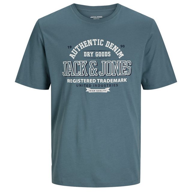 Jack & Jones Rundhalsshirt Große Größen Herren T-Shirt dunkelmint Logoprint günstig online kaufen