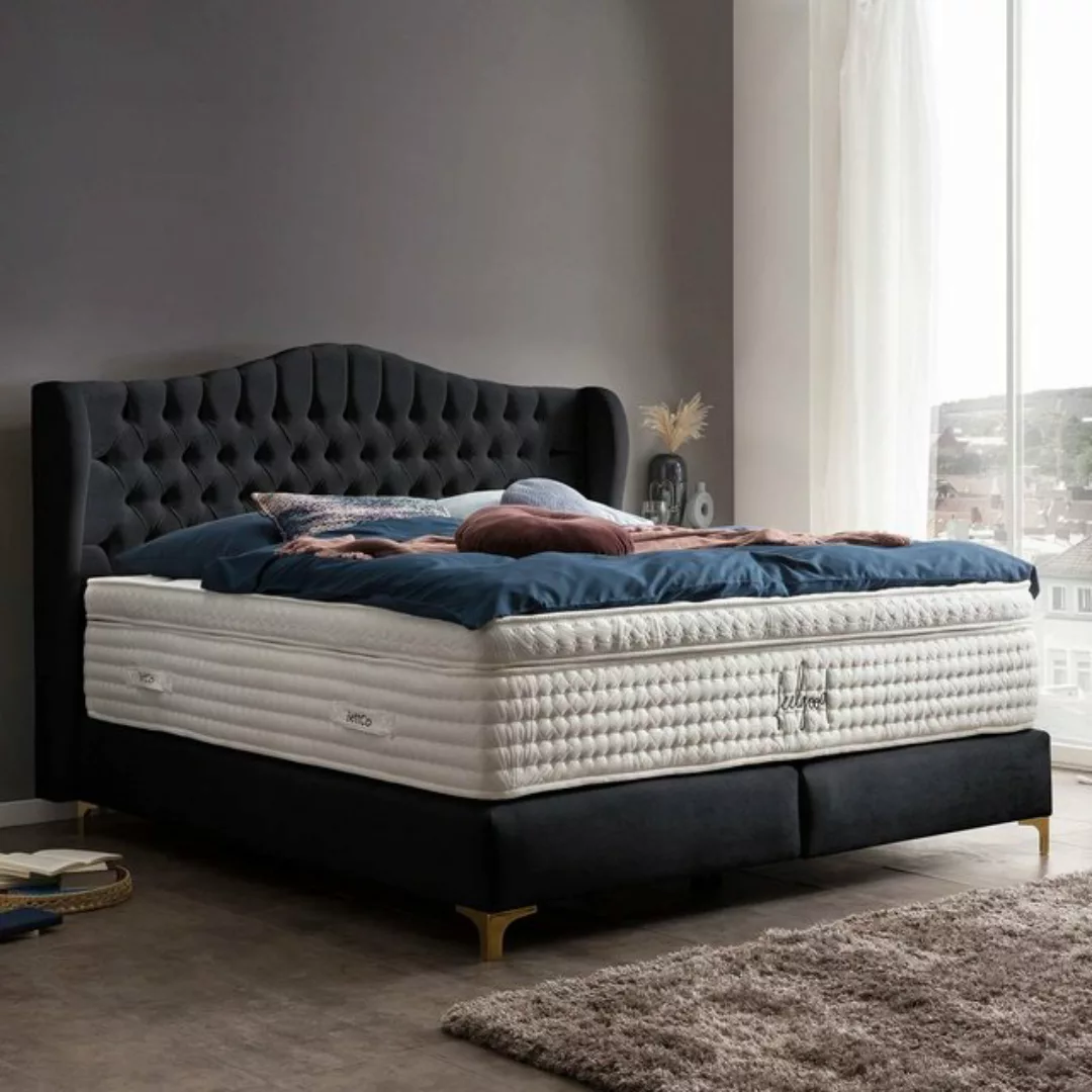 BettCo Boxspringbett Maison (180 x 200 cm, in Schwarz Samt), Chesterfield D günstig online kaufen