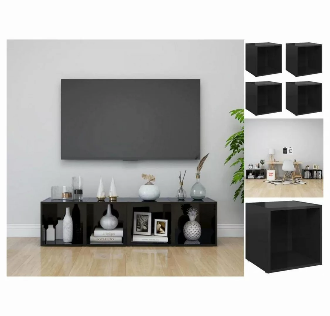 vidaXL TV-Schrank TV-Schränke 4 Stk Hochglanz-Schwarz 37x35x37 cm Spanplatt günstig online kaufen