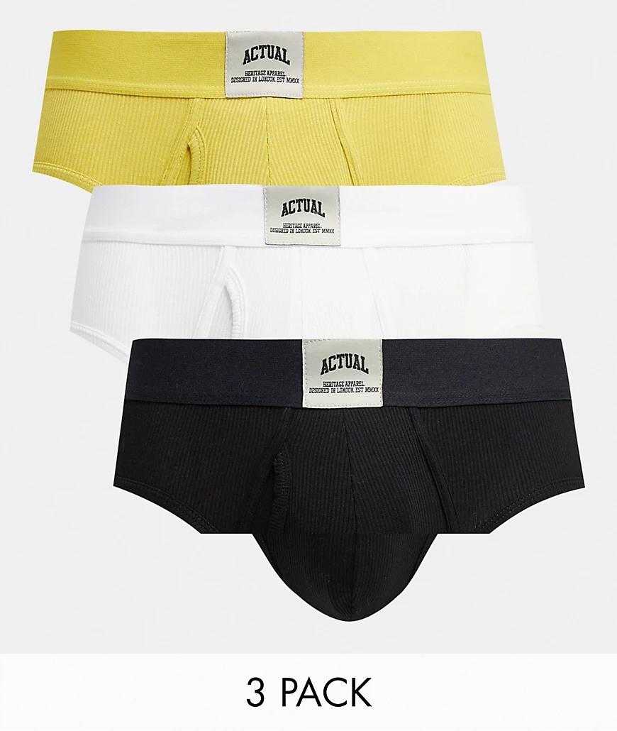ASOS DESIGN – 3er-Pack gerippte Unterhosen-Mehrfarbig günstig online kaufen