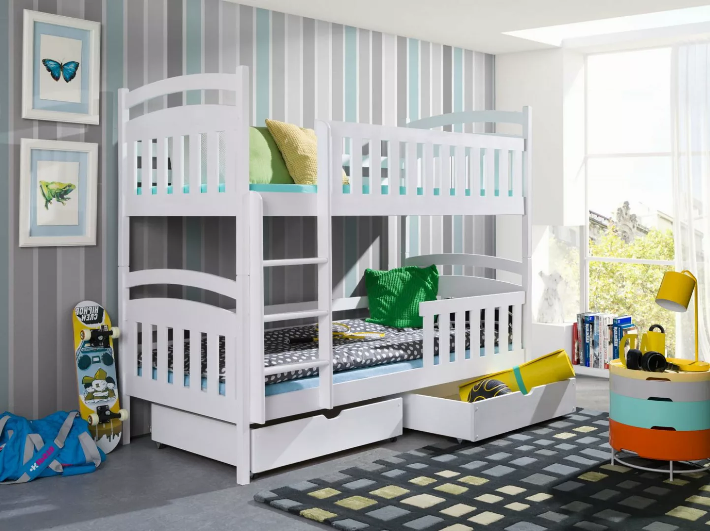 storez24 Etagenbett Kinderbett Laura (Doppelstock), mit Leiter und Schublad günstig online kaufen