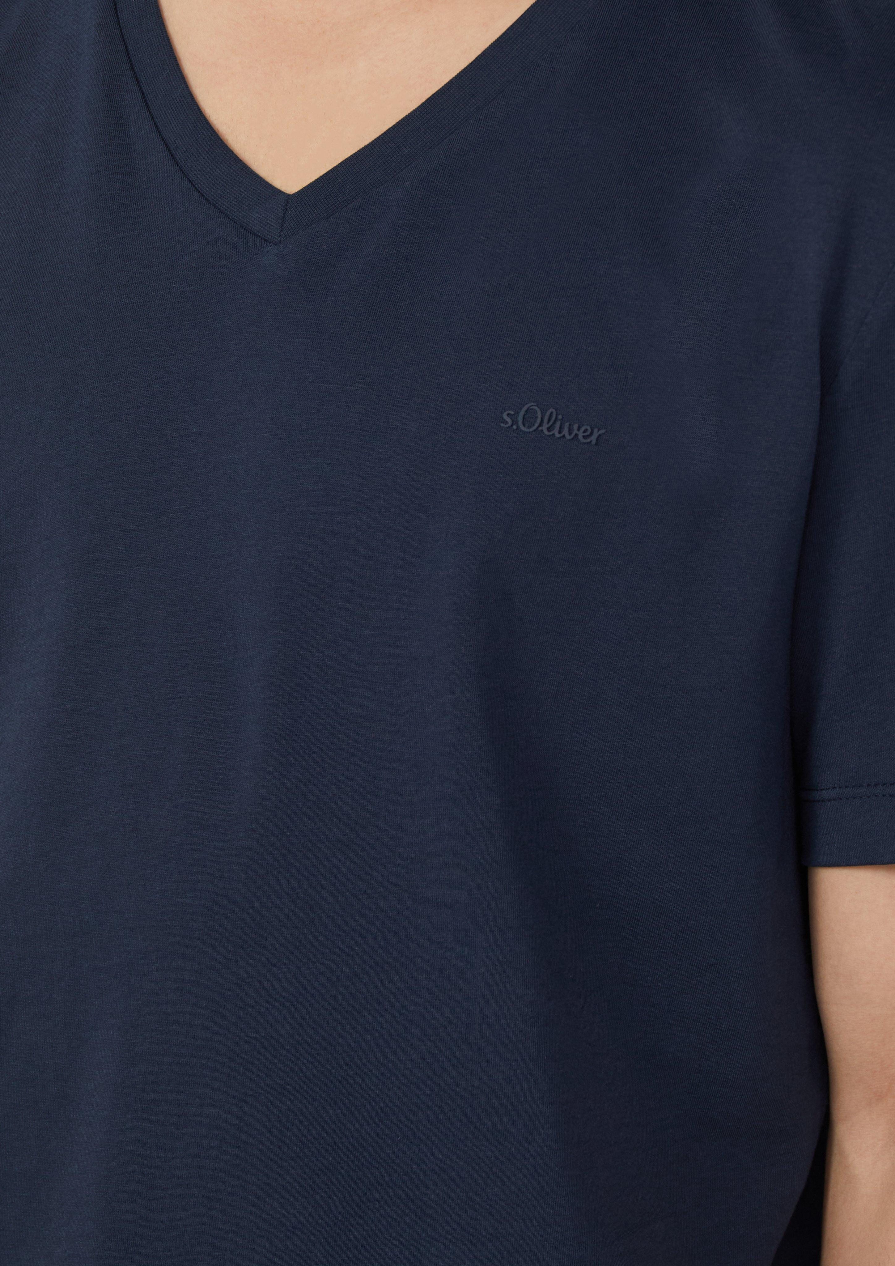 s.Oliver Kurzarmshirt Jersey-T-Shirt mit V-Ausschnitt und günstig online kaufen