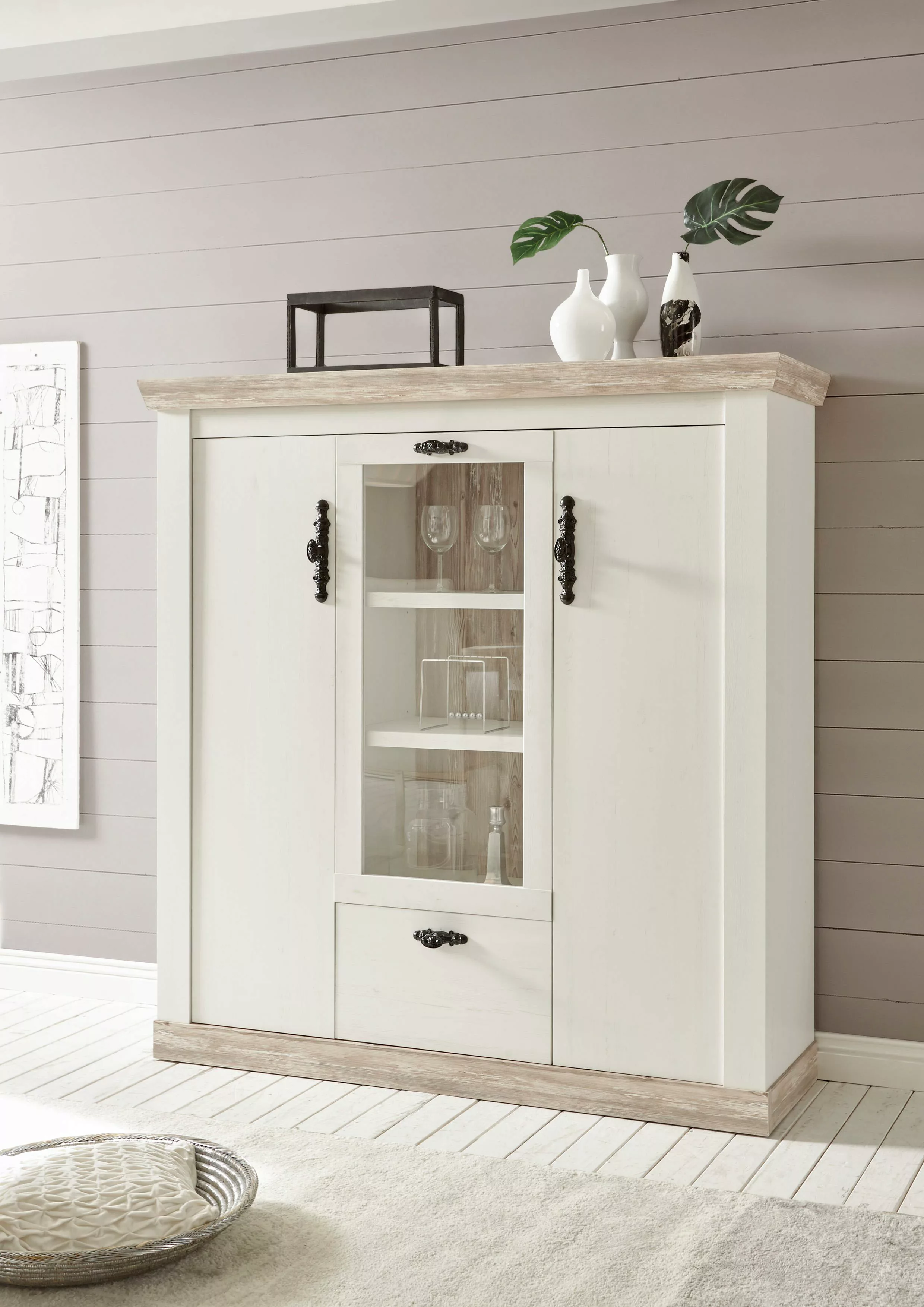 Home affaire Highboard "Florenz", im romantischen Landhaus-Look, Breite 140 günstig online kaufen