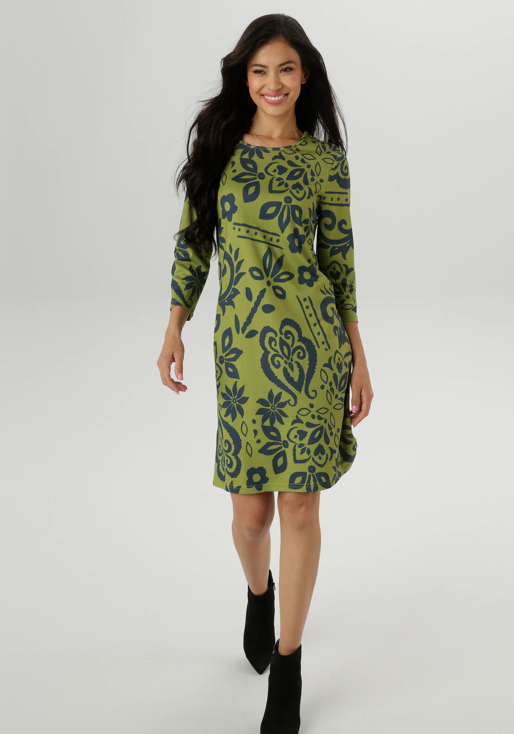 Aniston SELECTED Jerseykleid, mit fantasievollem Blütendruck Allover - NEUE günstig online kaufen