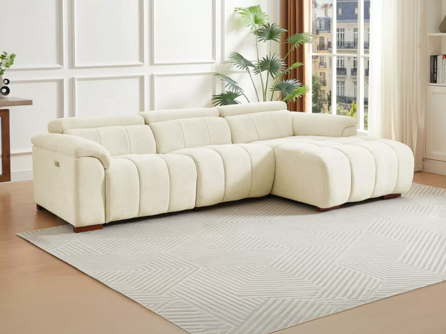 Eckrelaxsofa elektrisch - Ecke rechts - Stoff - Beige - MOLPICA günstig online kaufen