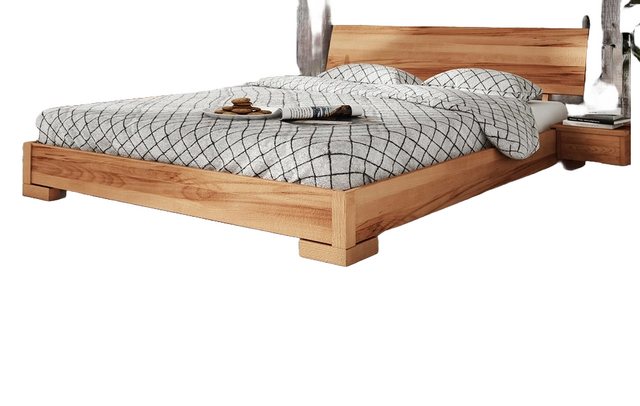 Natur24 Einzelbett Bett Bento 3 Sonderlänge 90x190 Kernbuche Holzkopfteil u günstig online kaufen