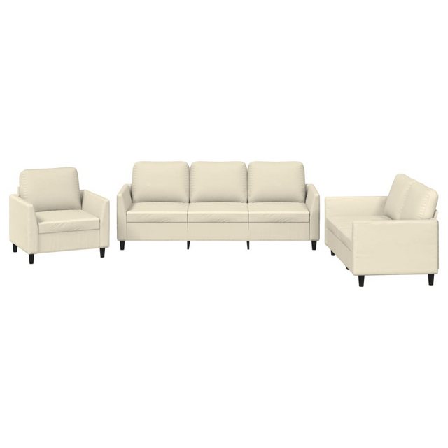 vidaXL Sofa 3-tlg. Sofagarnitur mit Kissen Creme Kunstleder günstig online kaufen