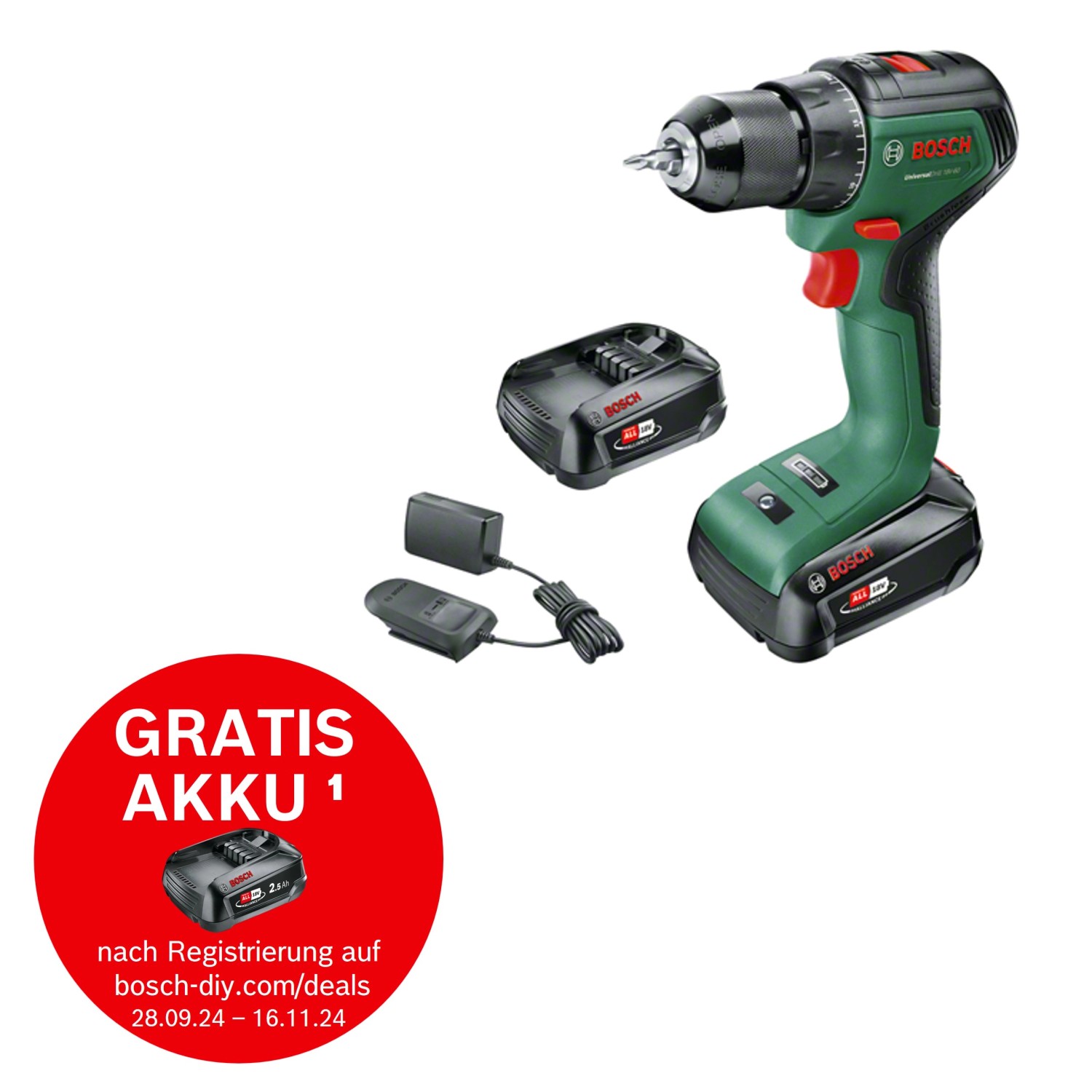 Bosch 18 V Akku-Bohrschrauber UniversalDrill 18V-60 inkl. 2 Ah Akkus mit Ko günstig online kaufen