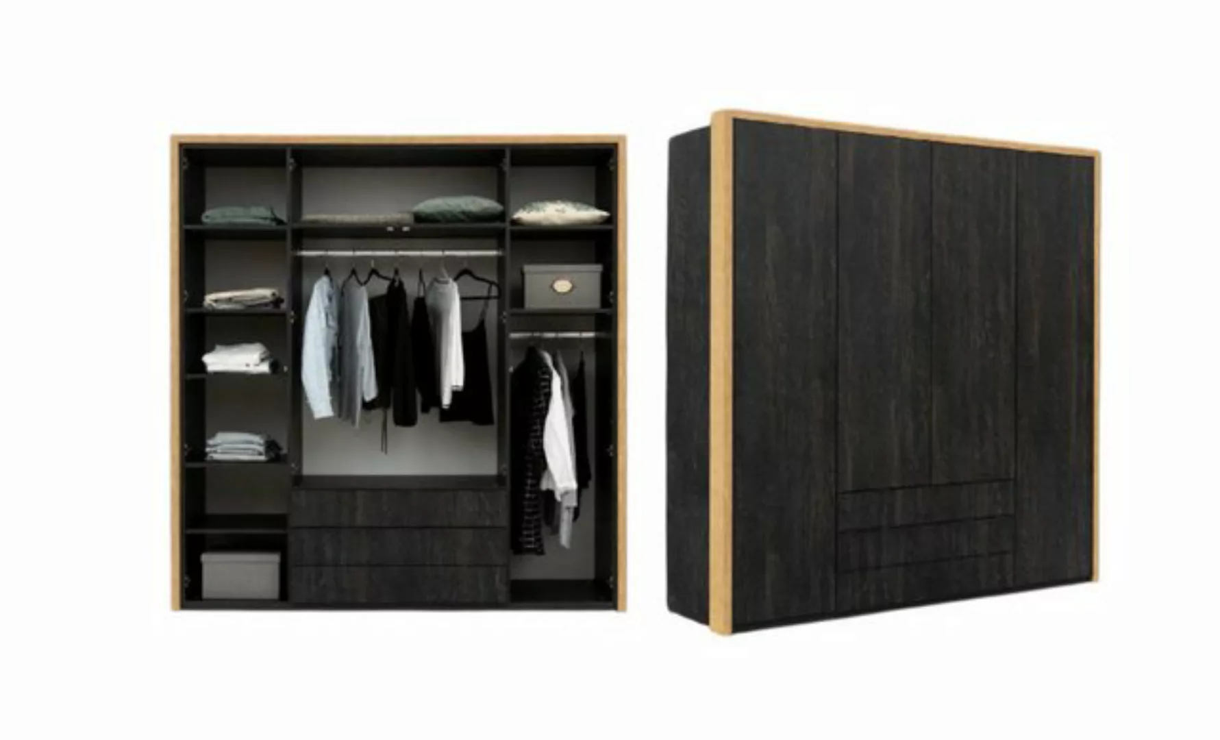 Xlmoebel Kleiderschrank Moderne Garderobe aus Holz in schwarzem Design für günstig online kaufen