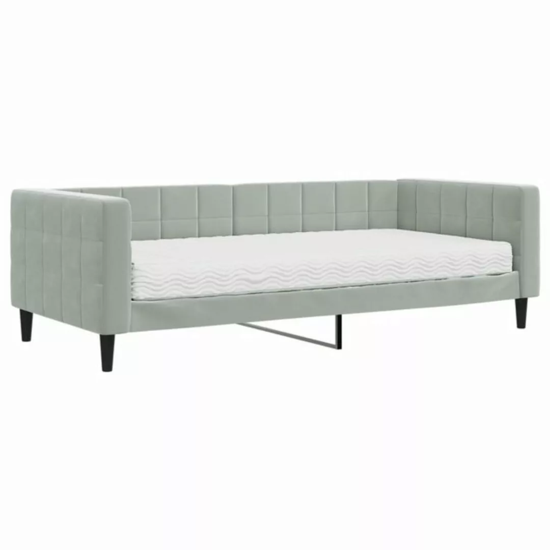 furnicato Bett Tagesbett mit Matratze Hellgrau 90x200 cm Samt (1-tlg) günstig online kaufen